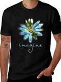 Imagine Peace Sign Flower Graphic T-Shirt