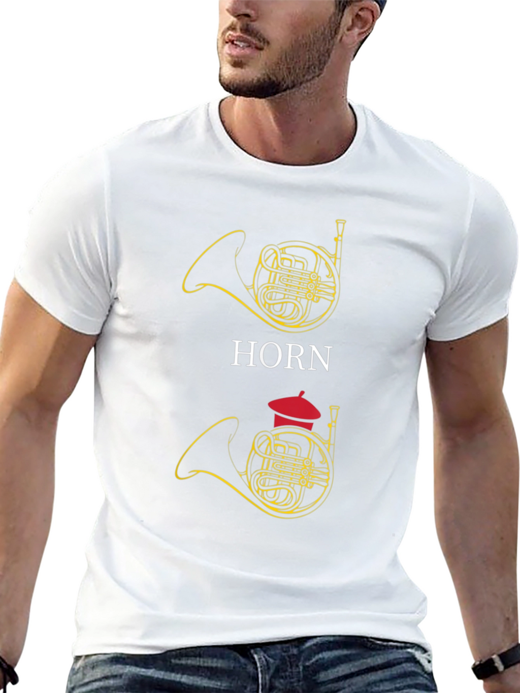French Horn Graphic Tee - Musical Instrument T-Shirt