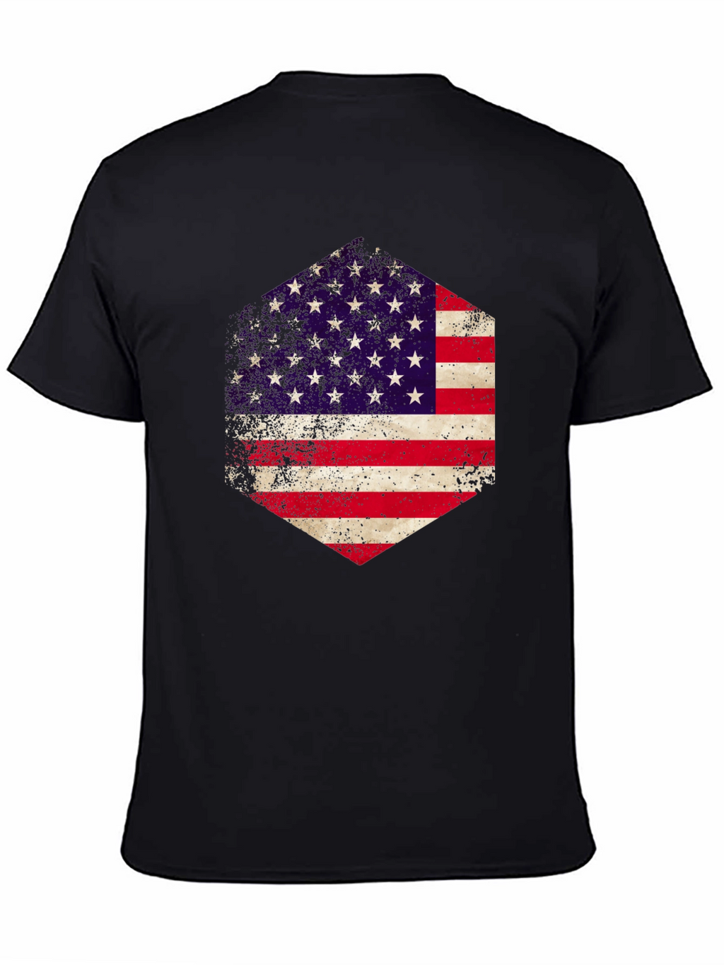 American Flag Hexagon Graphic Black T-Shirt