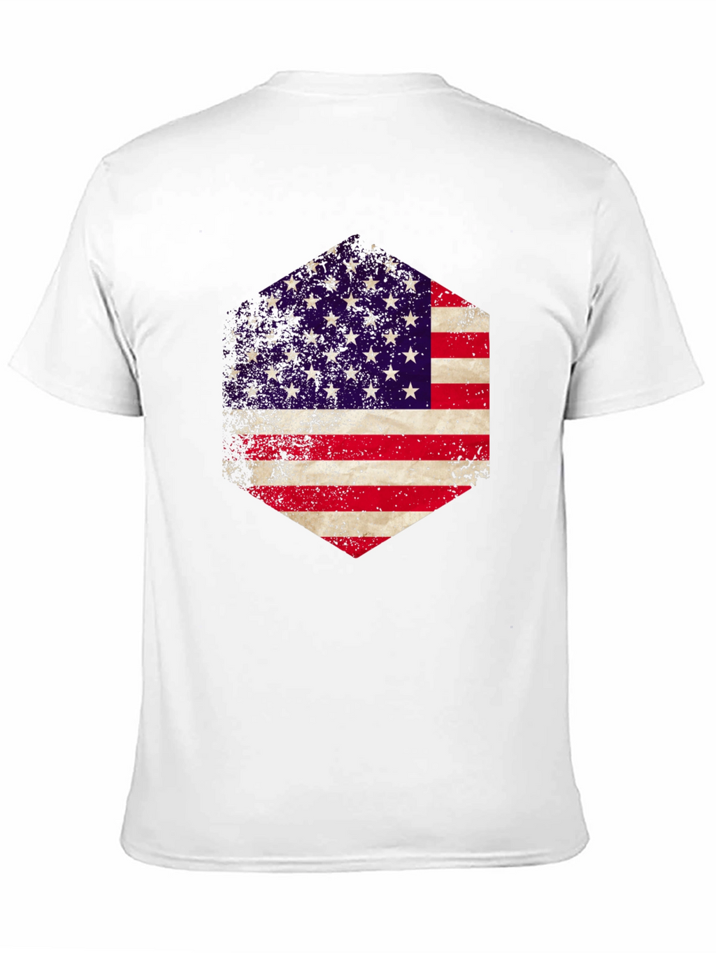 American Flag Hexagon Graphic Black T-Shirt