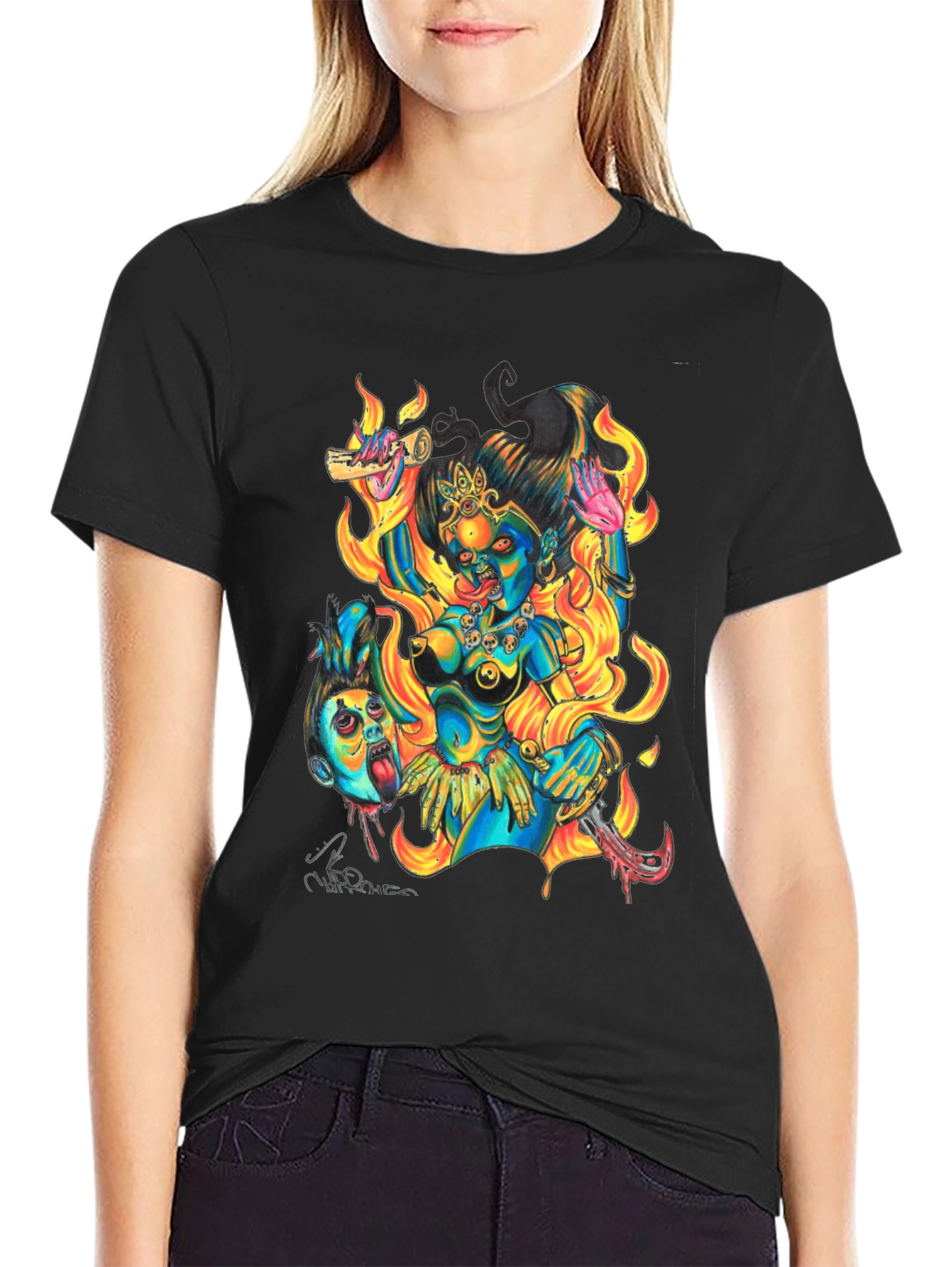 Kali Graphic Print Black T-Shirt