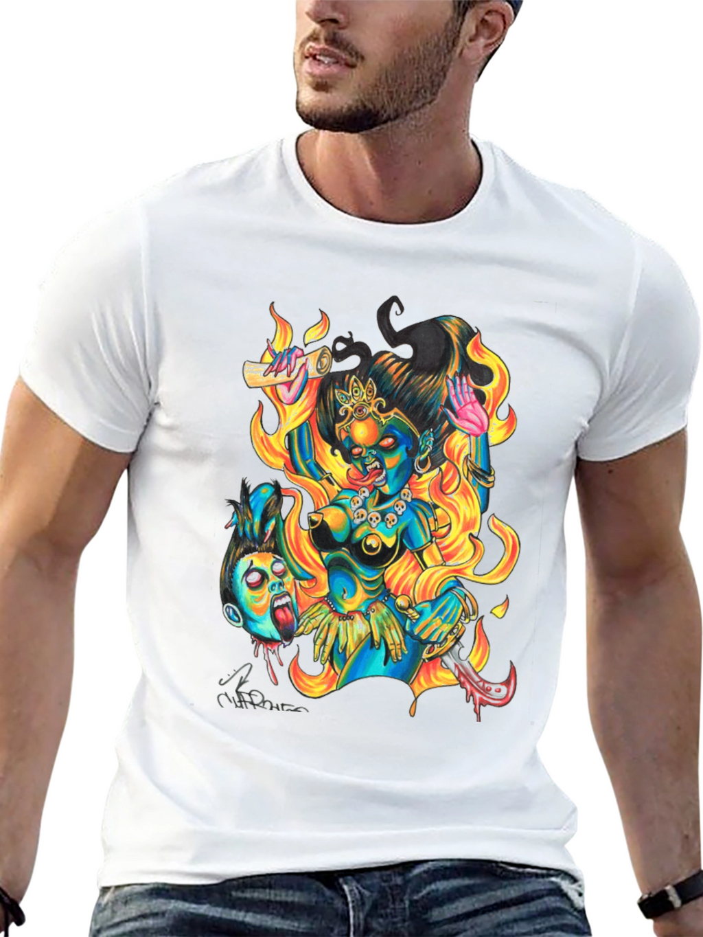 Kali Graphic Print Black T-Shirt