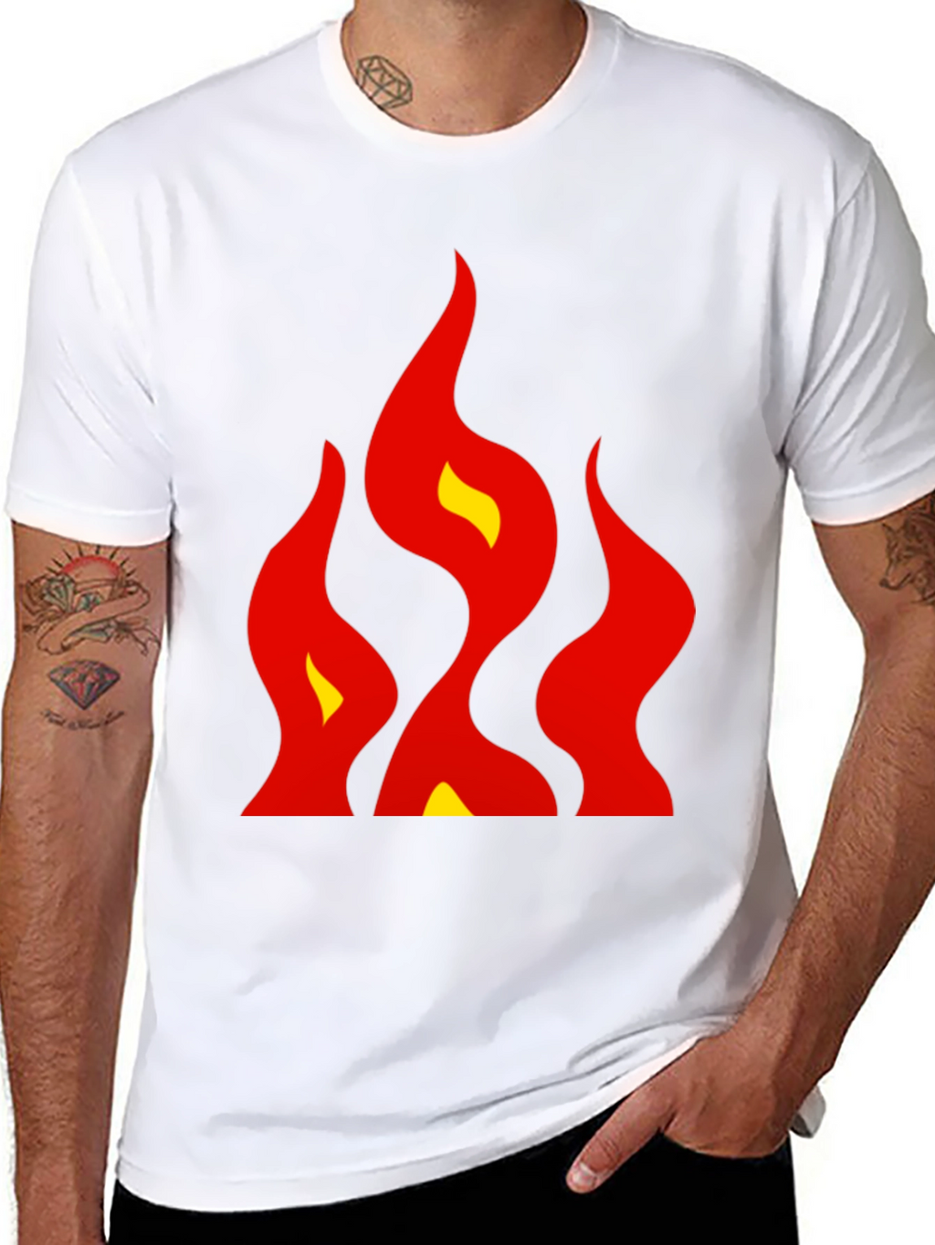 Bold Flames Graphic Tee - Black Cotton