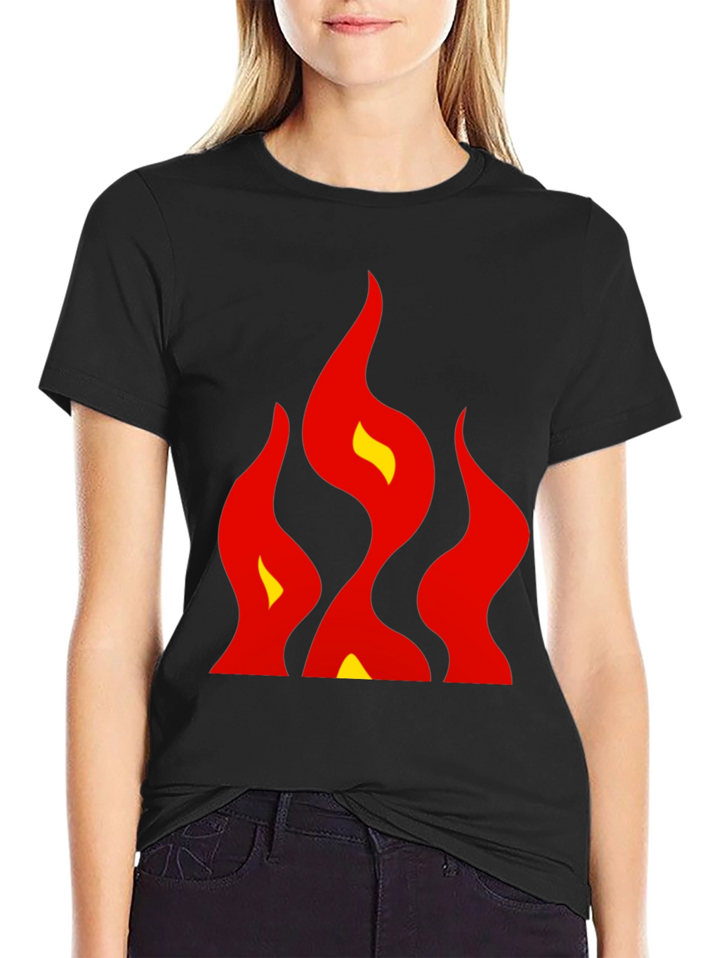 Bold Flames Graphic Tee - Black Cotton