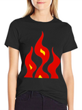 Bold Flames Graphic Tee - Black Cotton
