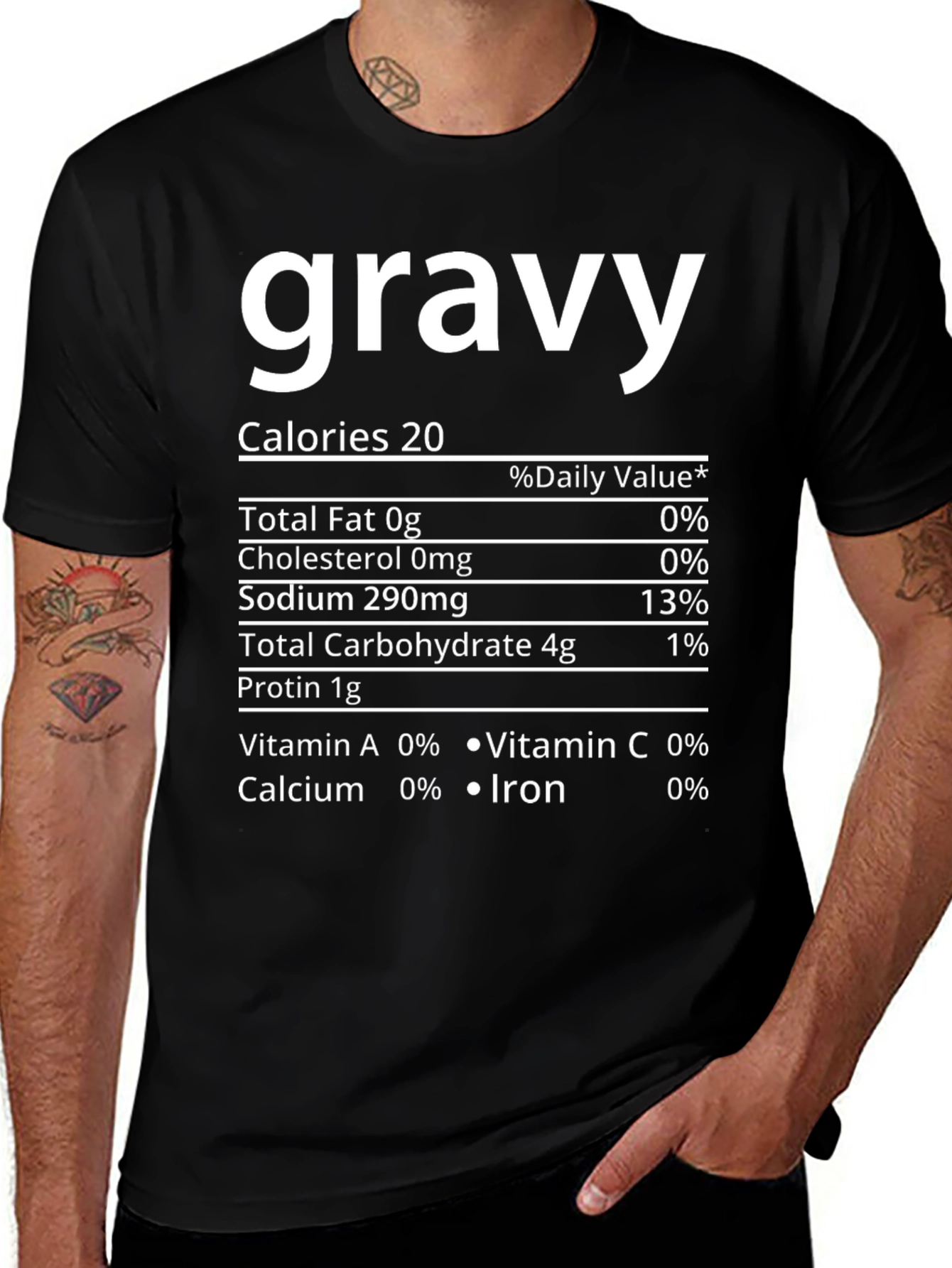 Gravy Nutrition Facts Black T-Shirt