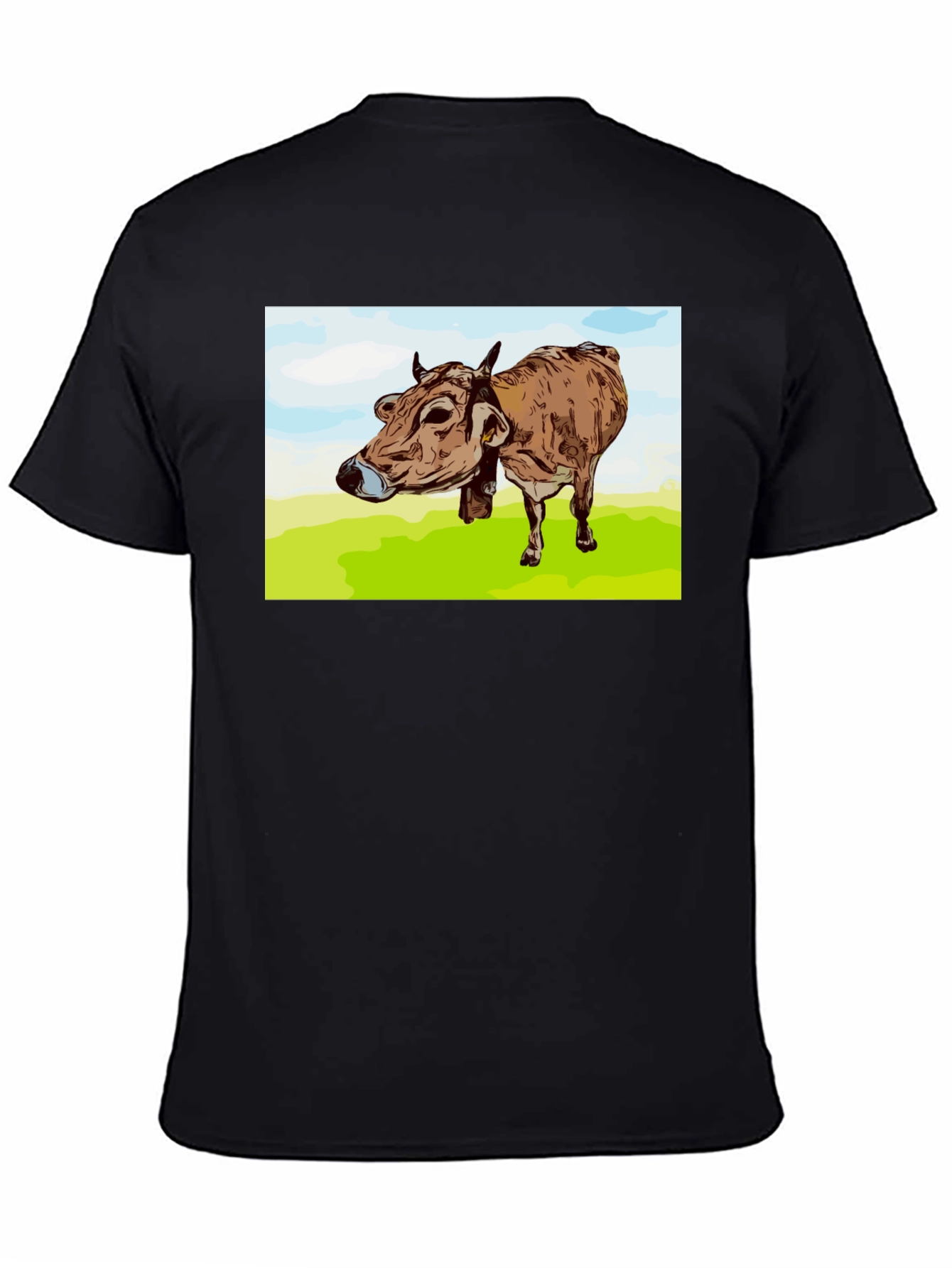 Cow Graphic Print Black T-Shirt