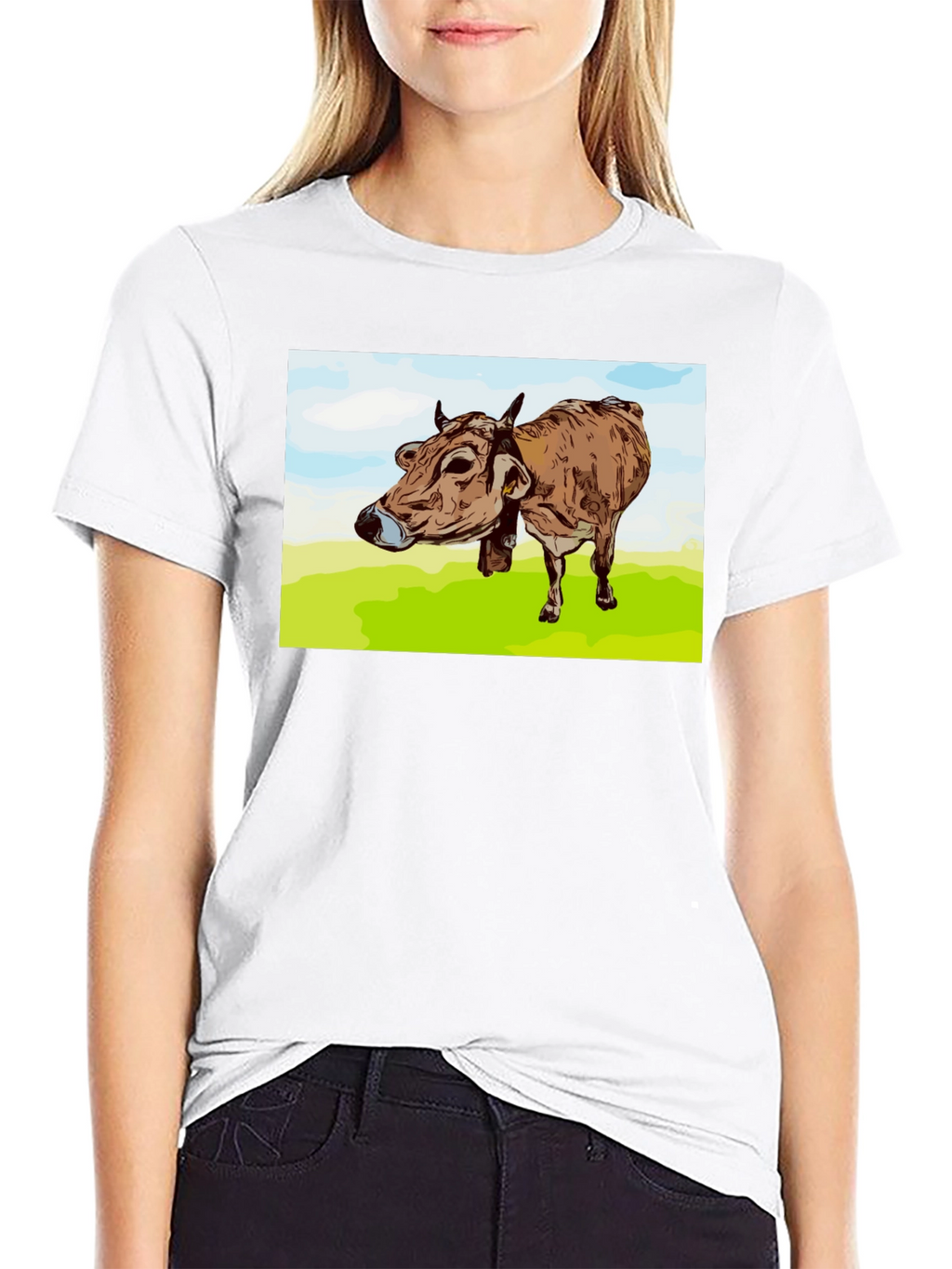 Cow Graphic Print Black T-Shirt