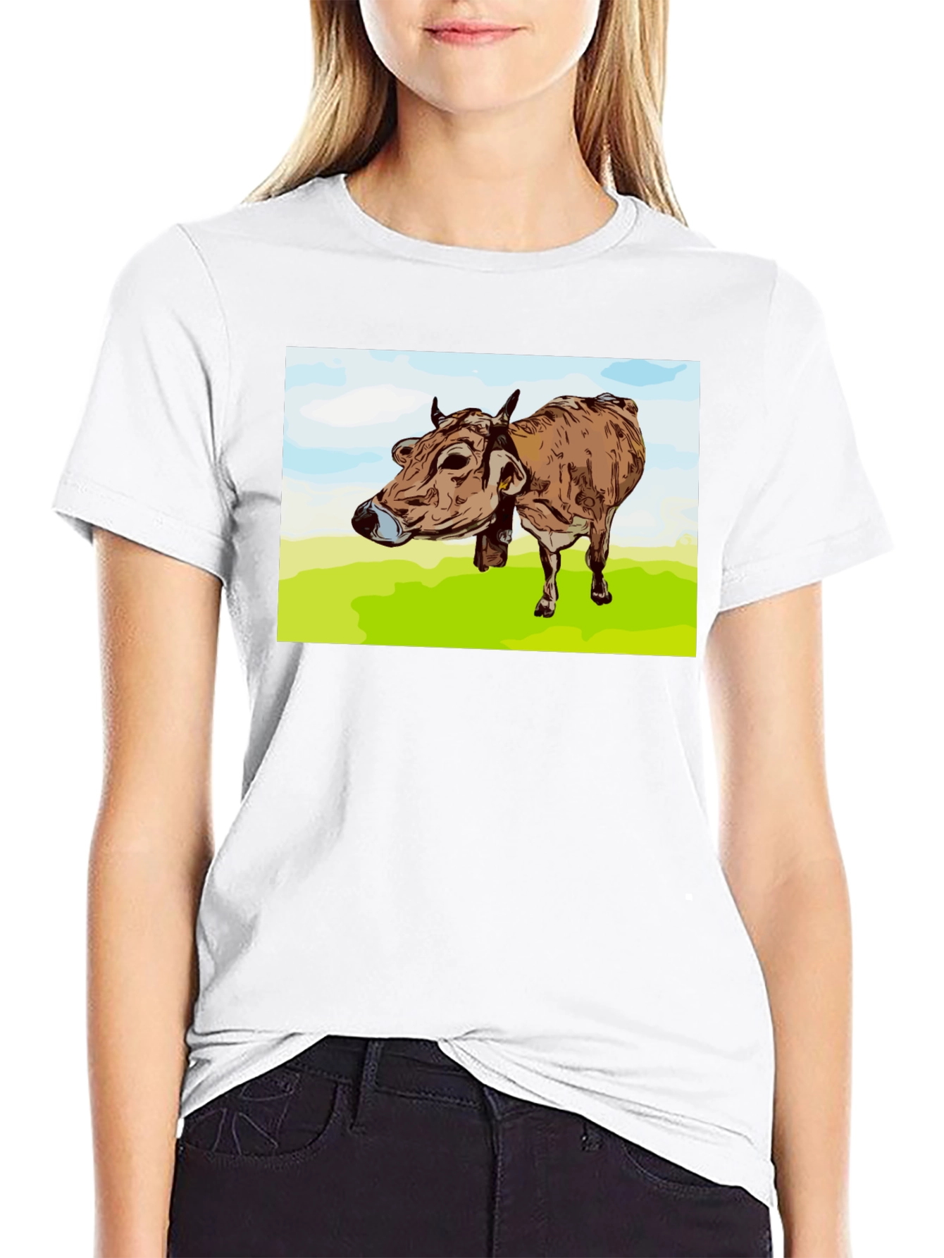 Cow Graphic Print Black T-Shirt