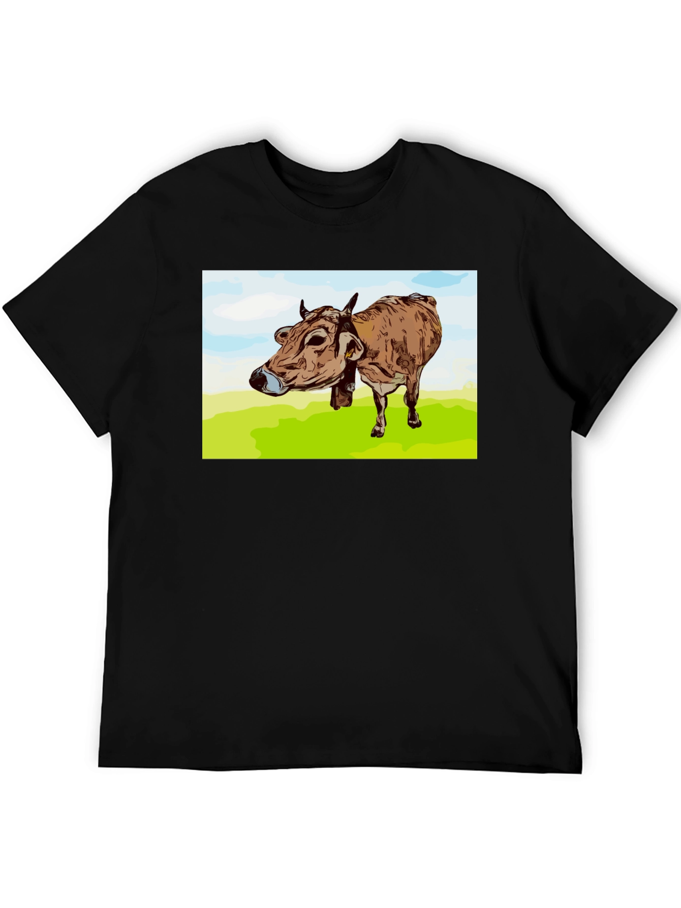 Cow Graphic Print Black T-Shirt