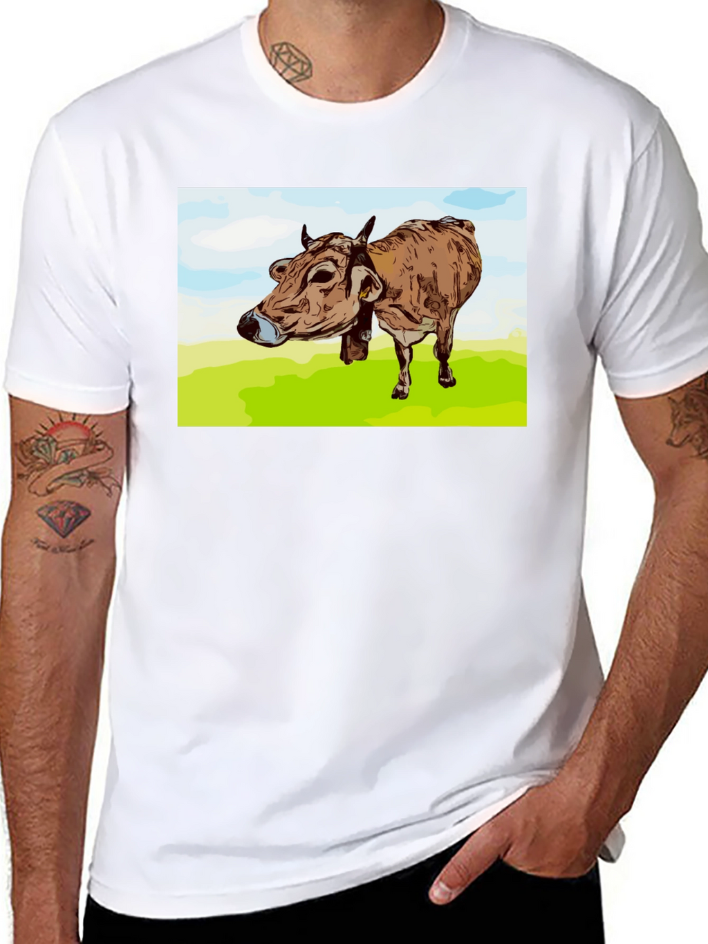 Cow Graphic Print Black T-Shirt