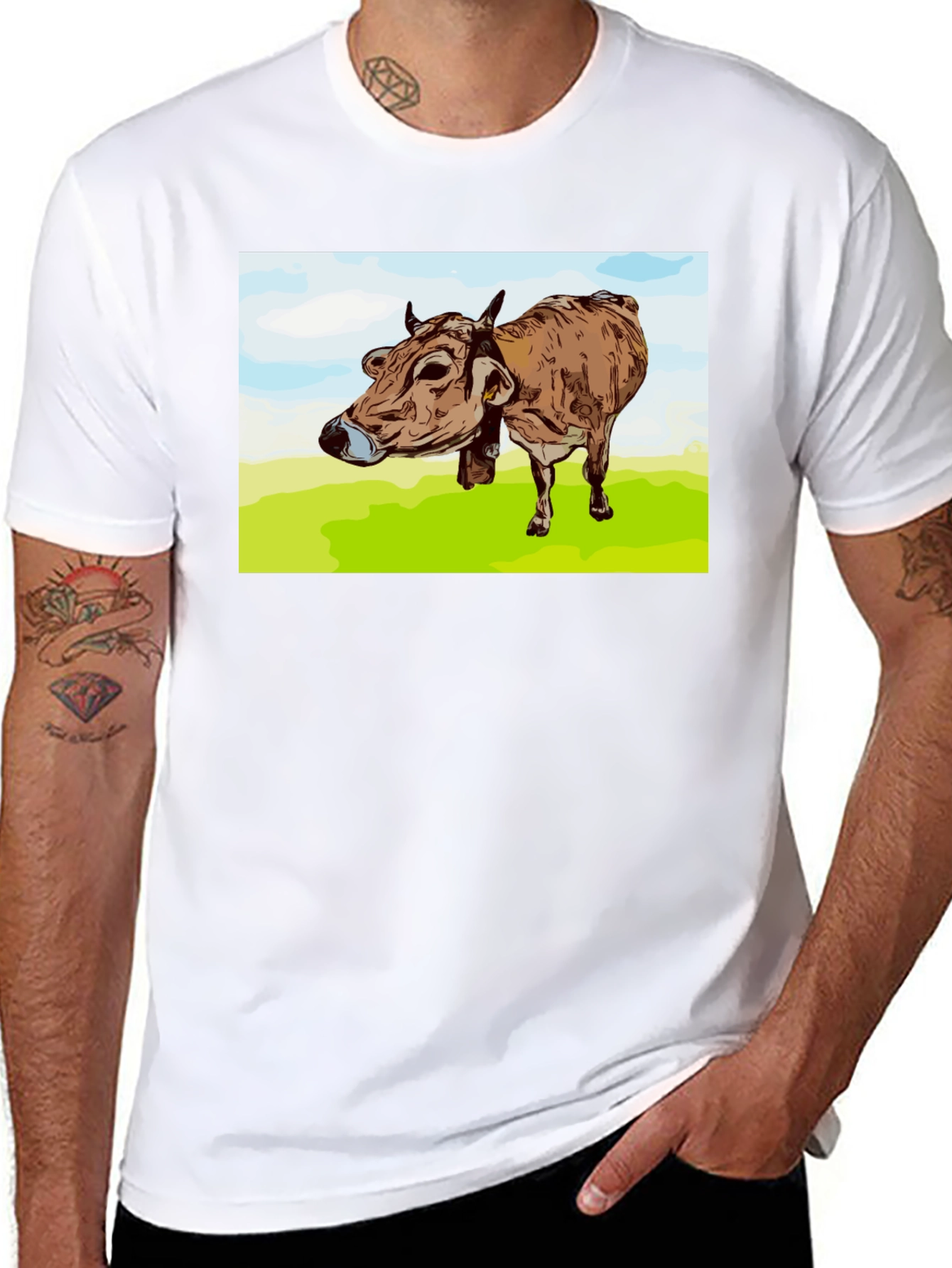 Cow Graphic Print Black T-Shirt