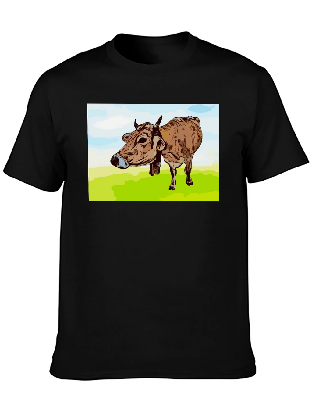 Cow Graphic Print Black T-Shirt