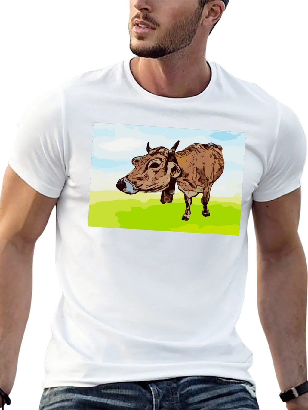Cow Graphic Print Black T-Shirt