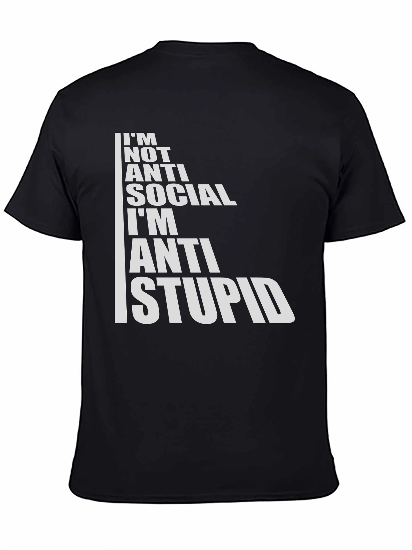 Anti Stupid Graphic Tee - Black Cotton Blend T-Shirt