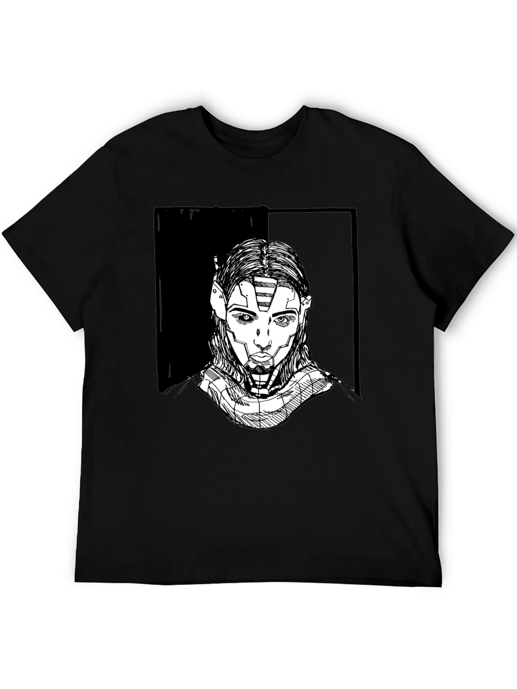 Futuristic Robot Portrait Graphic Tee