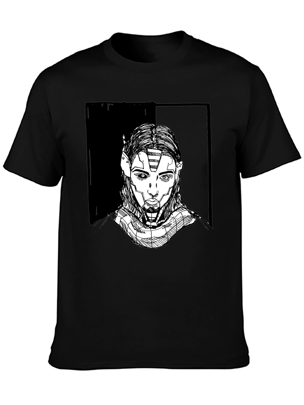 Futuristic Robot Portrait Graphic Tee