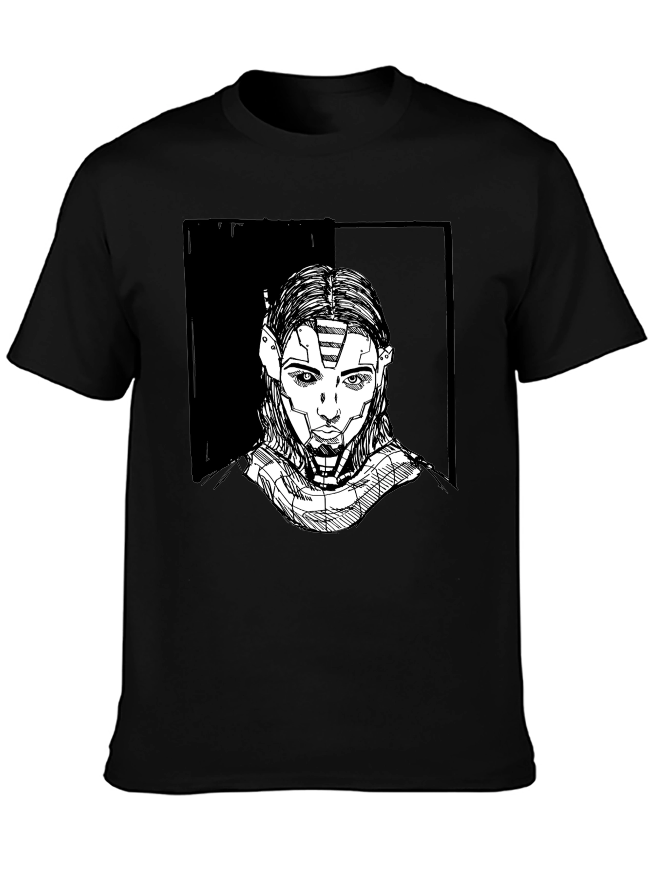 Futuristic Robot Portrait Graphic Tee