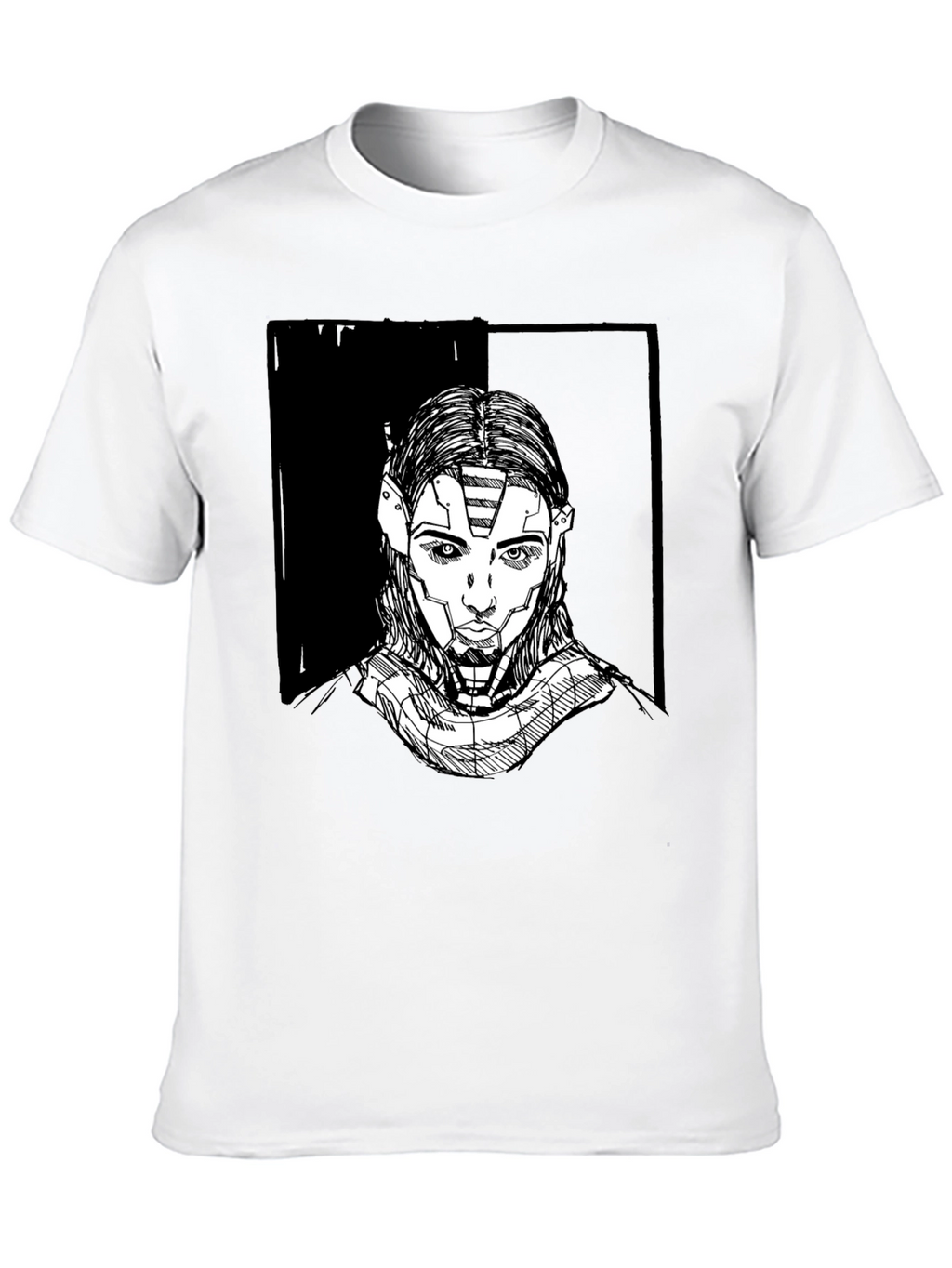 Futuristic Robot Portrait Graphic Tee