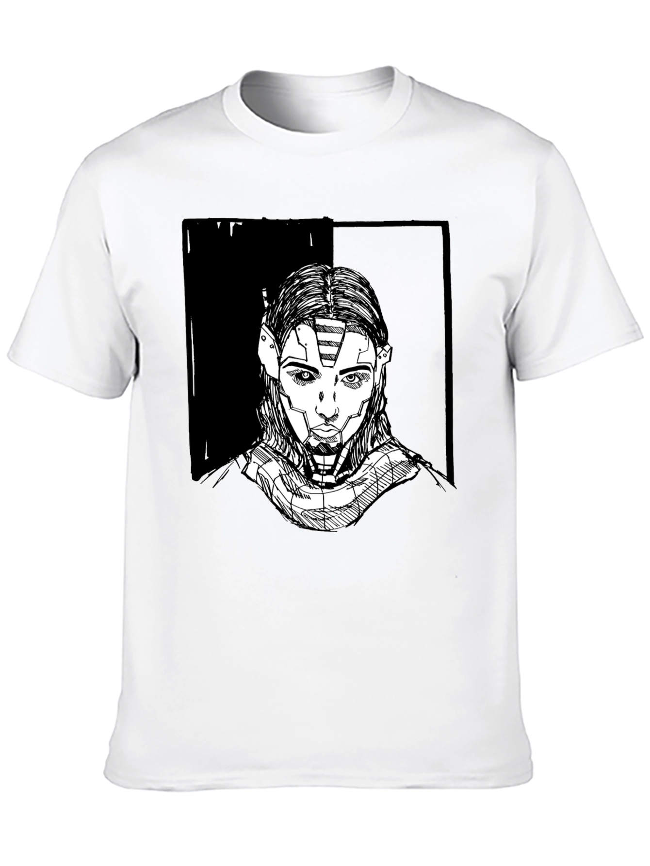Futuristic Robot Portrait Graphic Tee