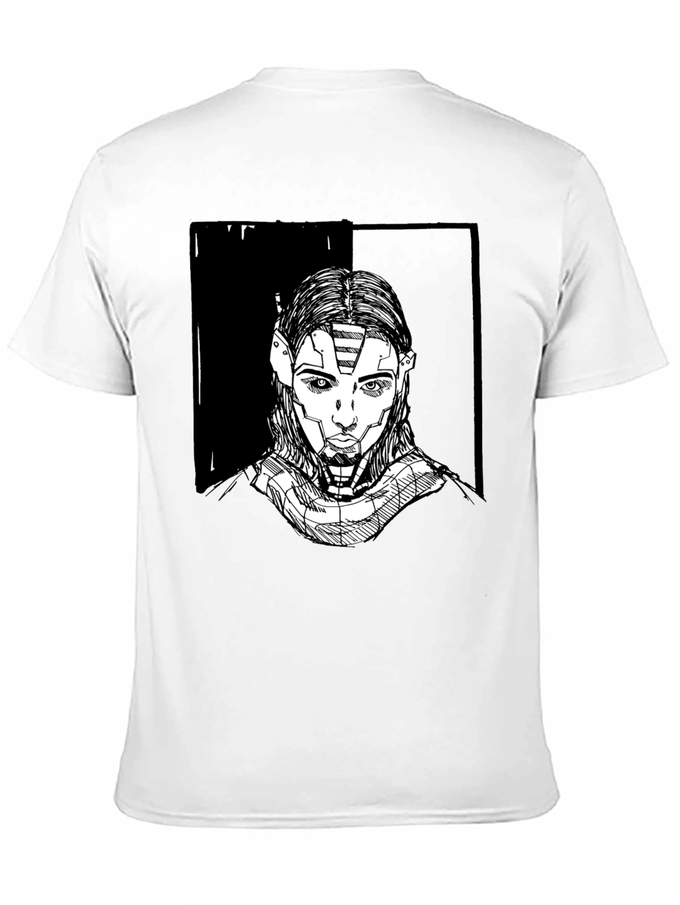 Futuristic Robot Portrait Graphic Tee