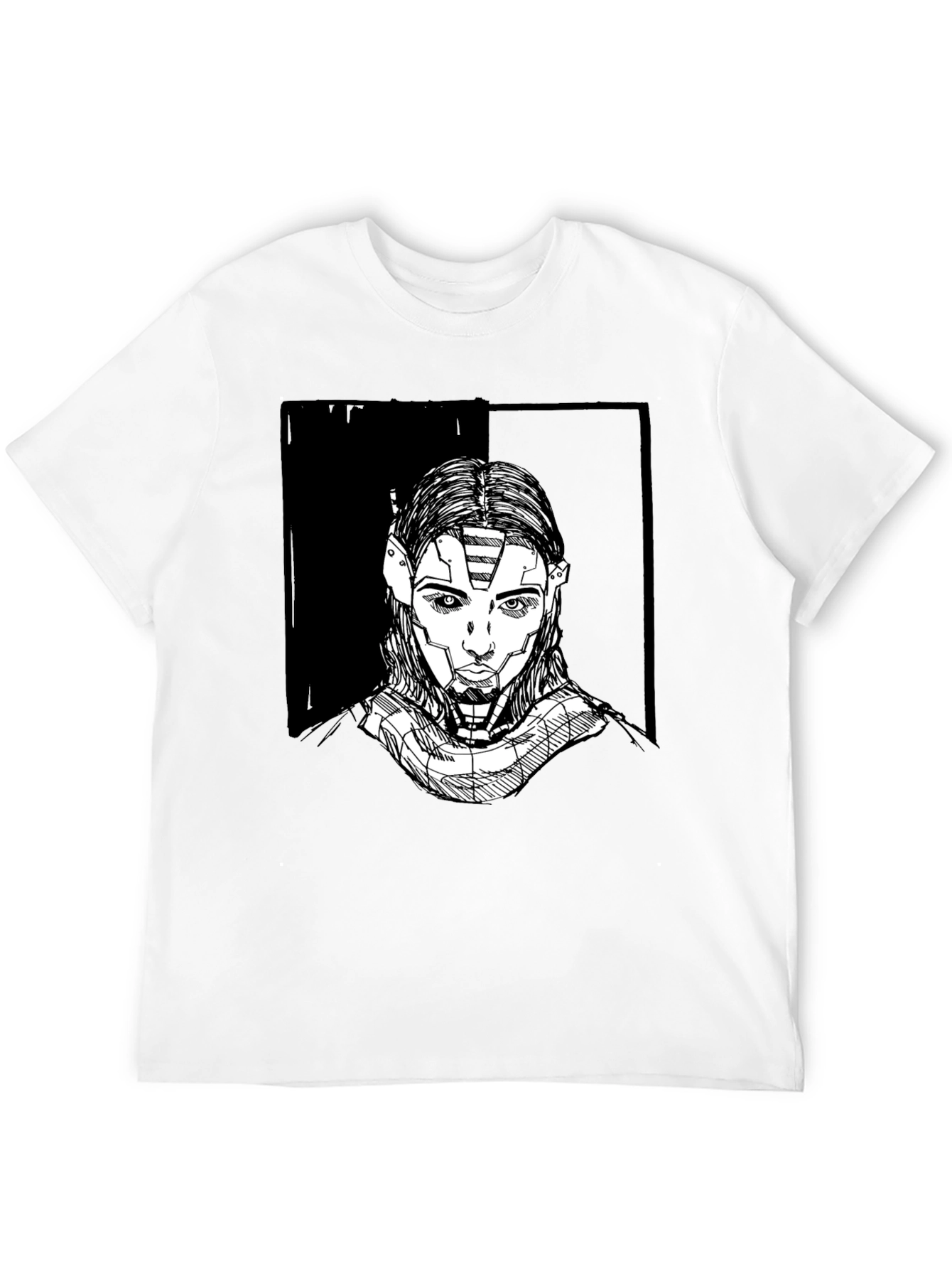 Futuristic Robot Portrait Graphic Tee