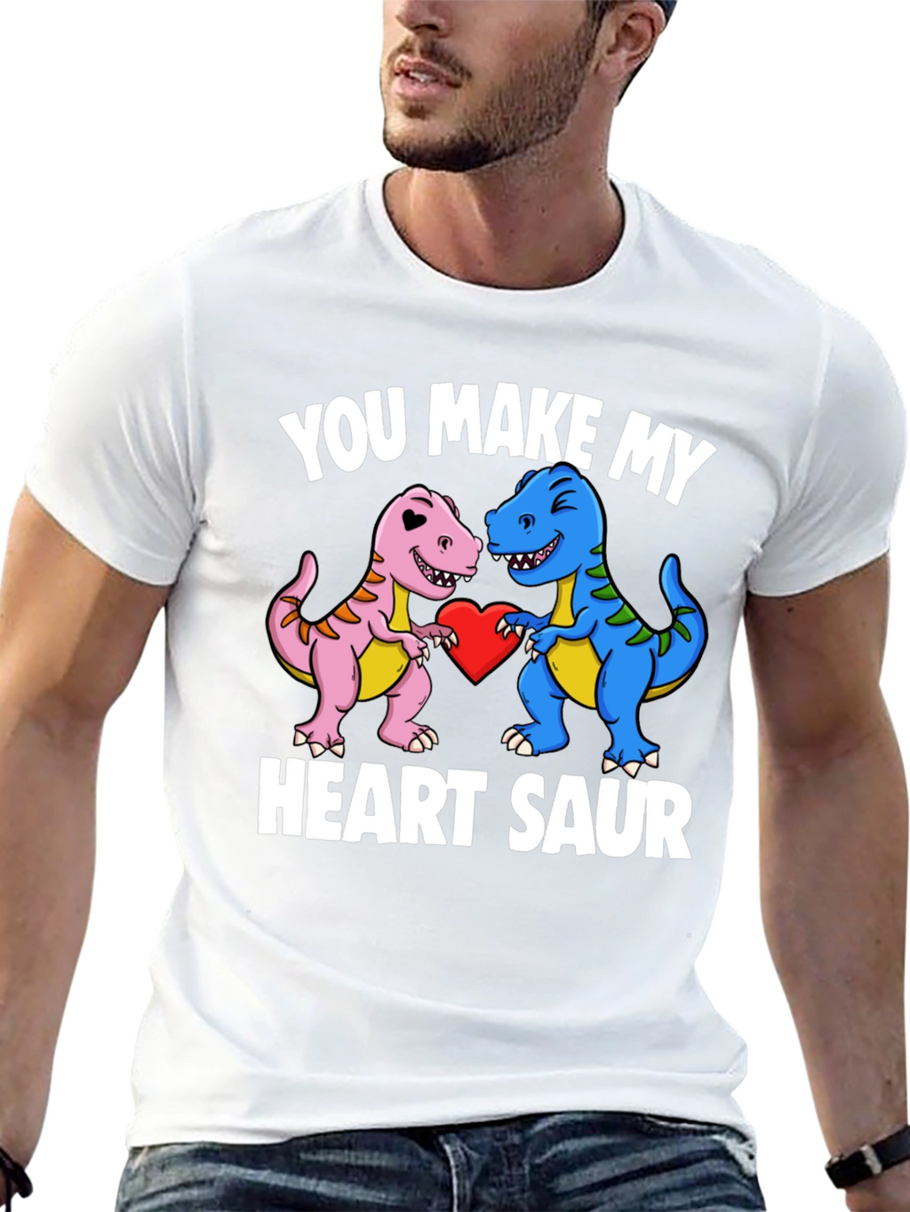 Heart Saur Valentines Day Dinosaur T-Shirt