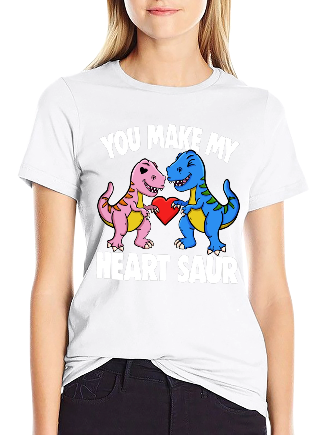 Heart Saur Valentines Day Dinosaur T-Shirt