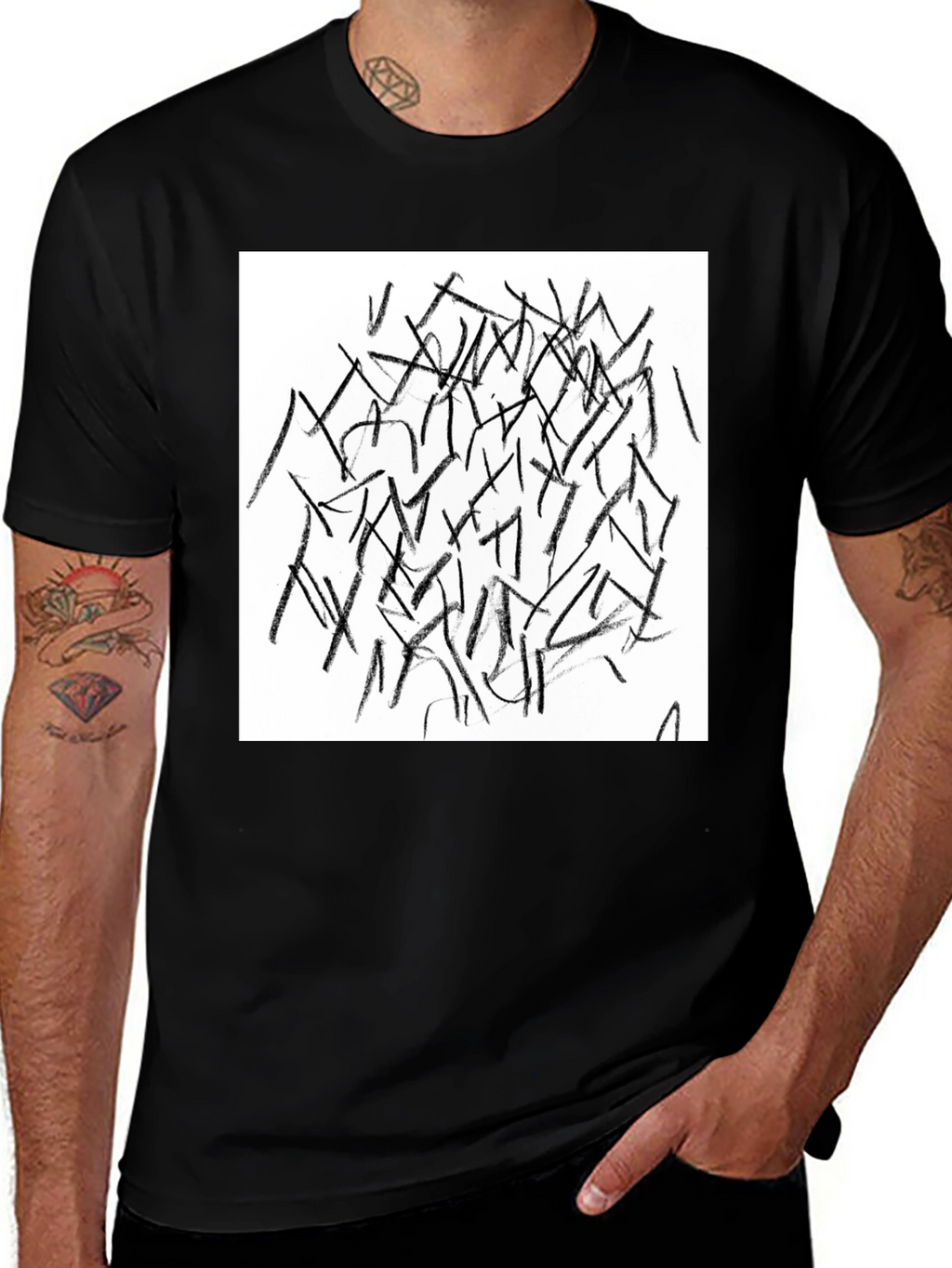 Abstract Lines Black T-Shirt