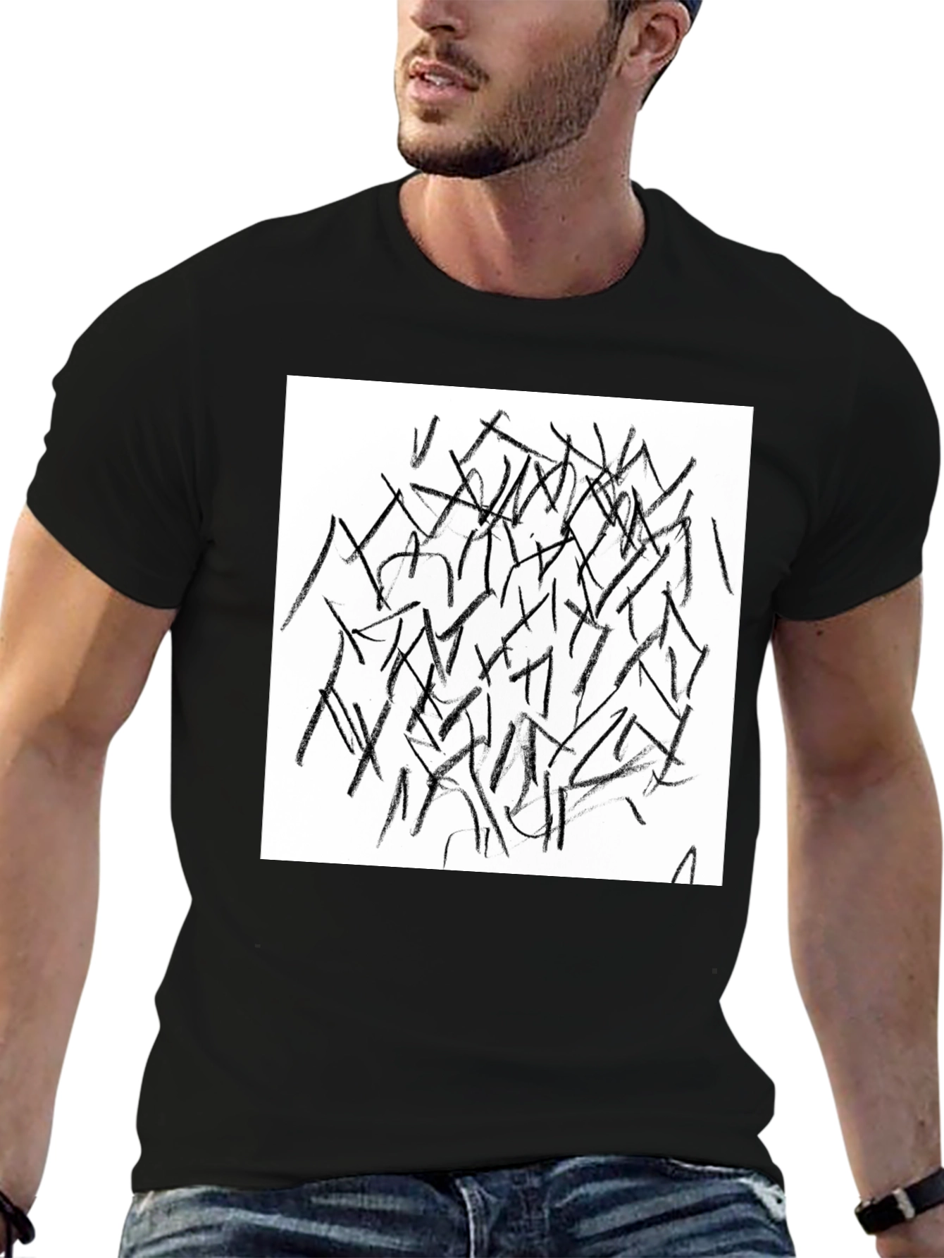 Abstract Lines Black T-Shirt