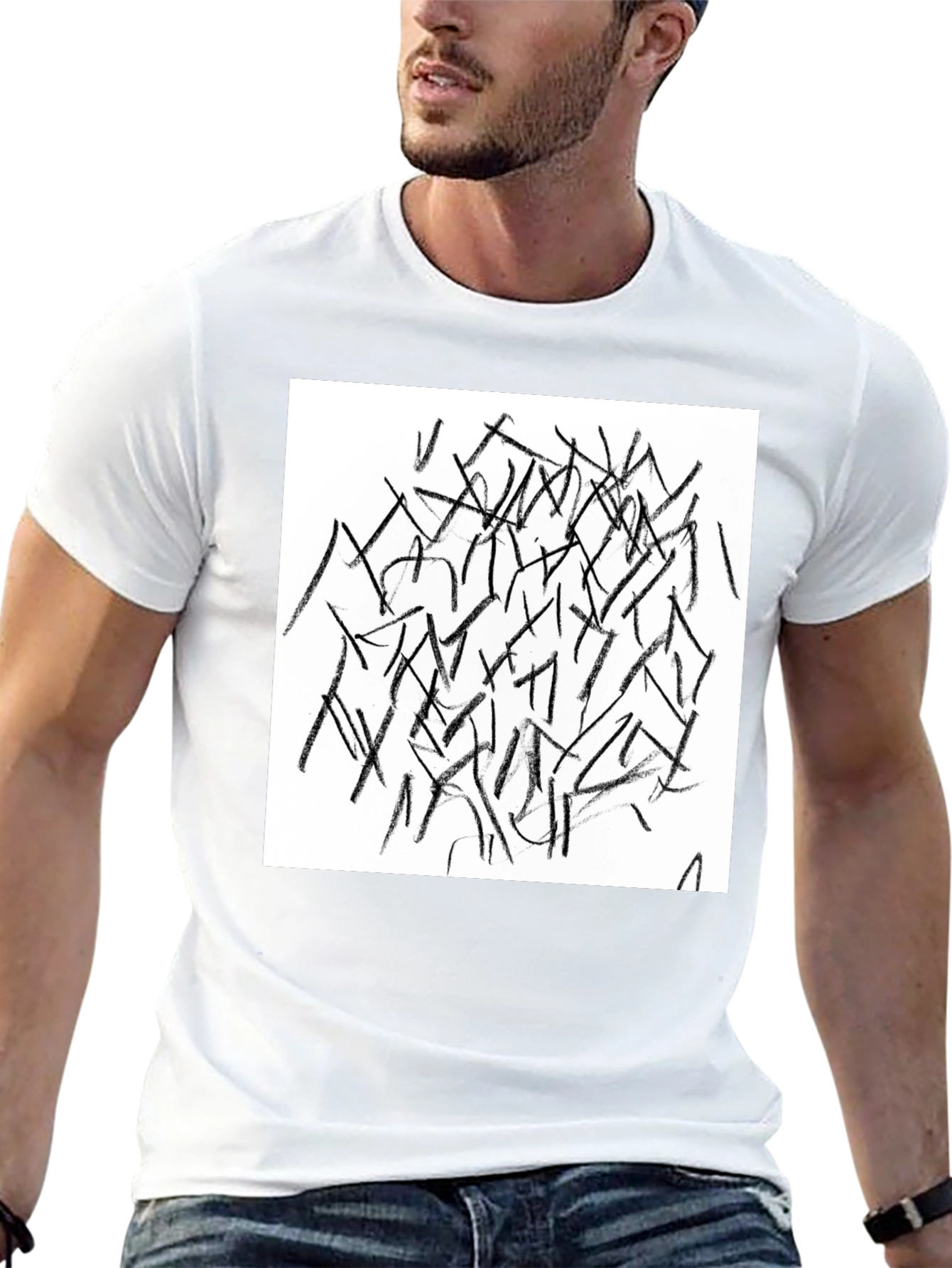 Abstract Lines Black T-Shirt