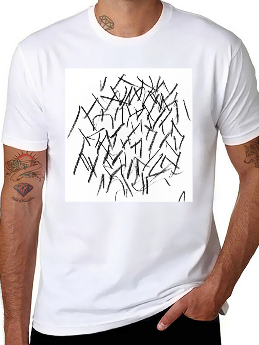 Abstract Lines Black T-Shirt
