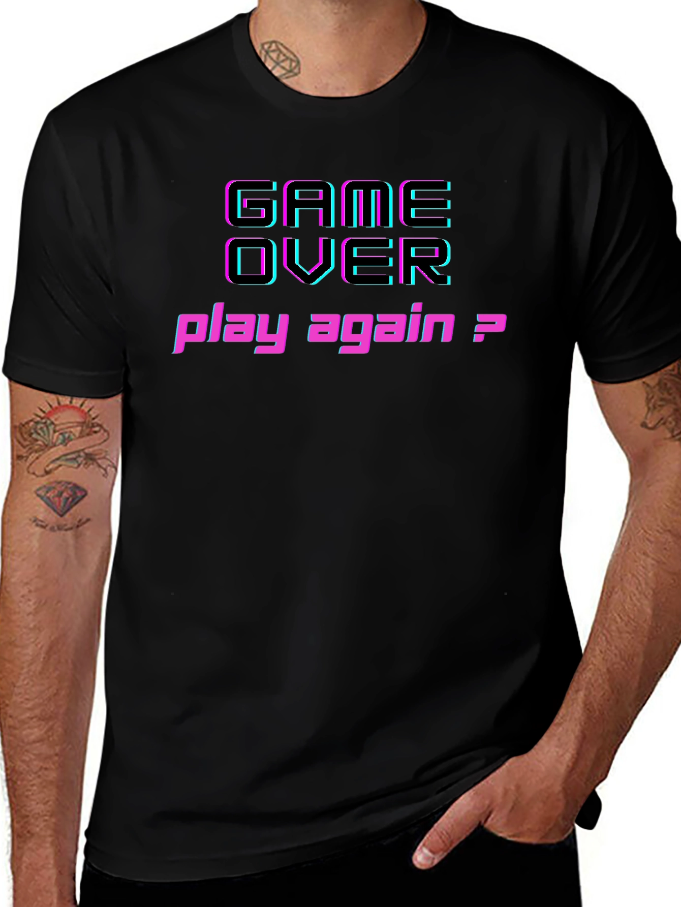 Game Over Play Again Graphic Tee - Gamer T-Shirt