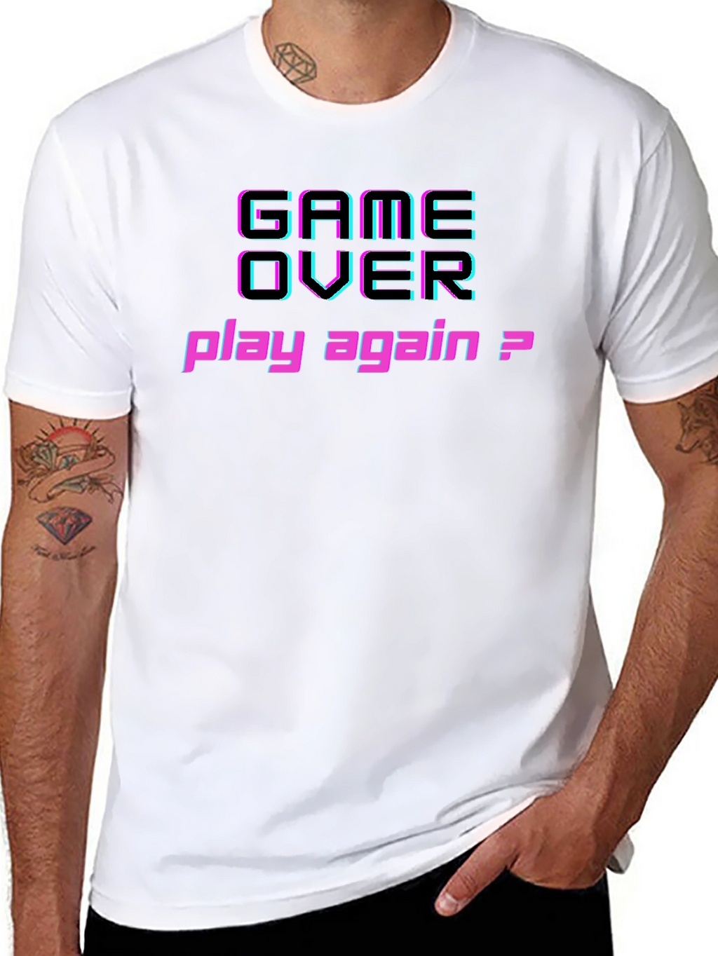 Game Over Play Again Graphic Tee - Gamer T-Shirt
