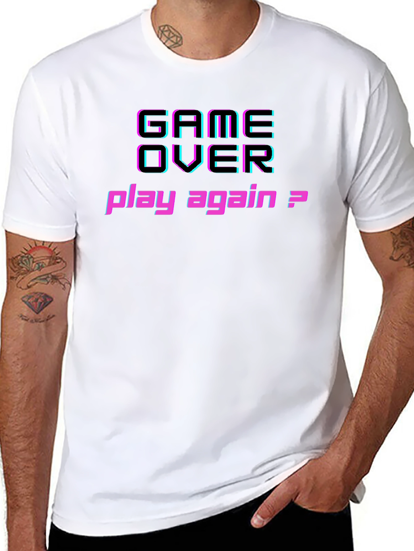 Game Over Play Again Graphic Tee - Gamer T-Shirt