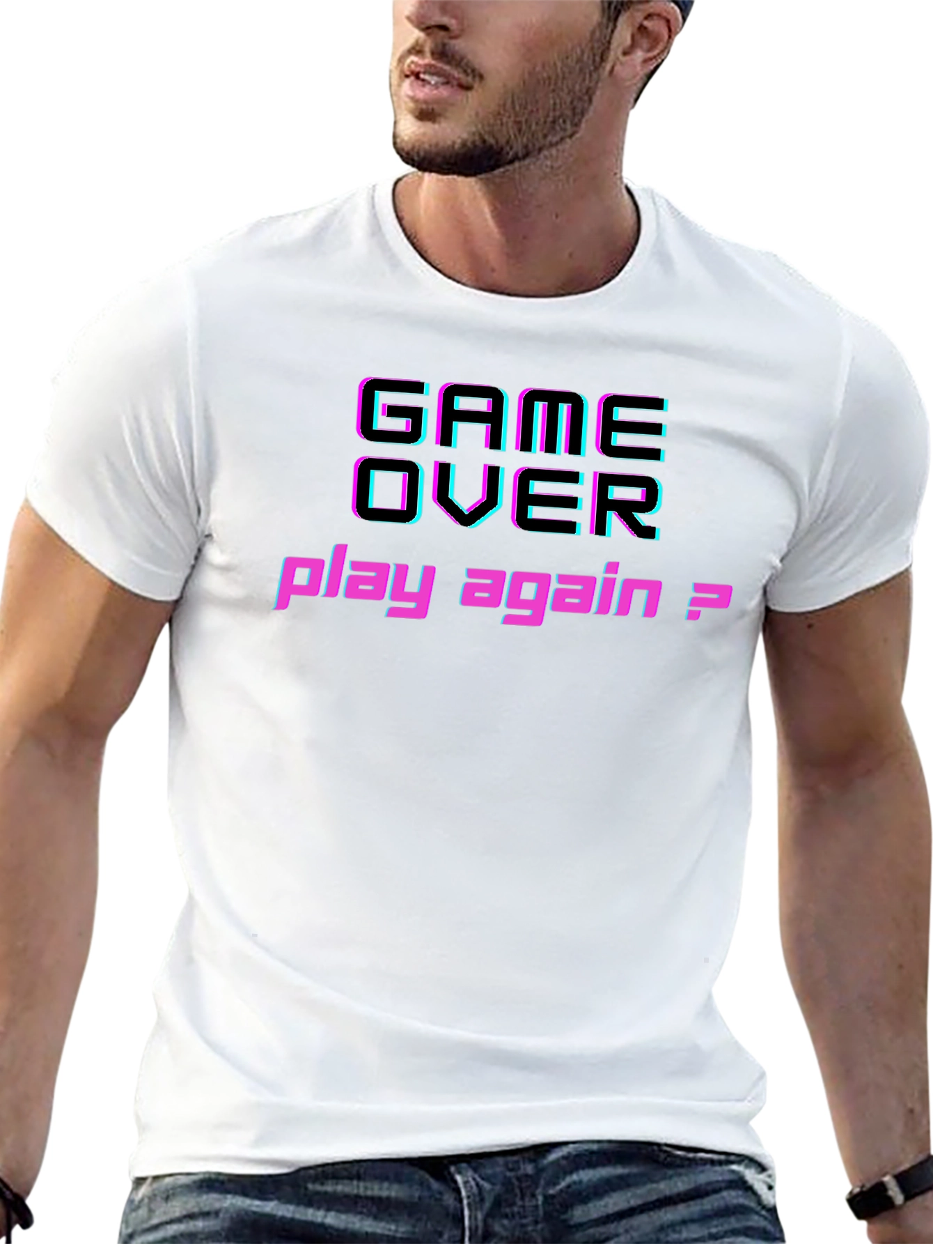 Game Over Play Again Graphic Tee - Gamer T-Shirt
