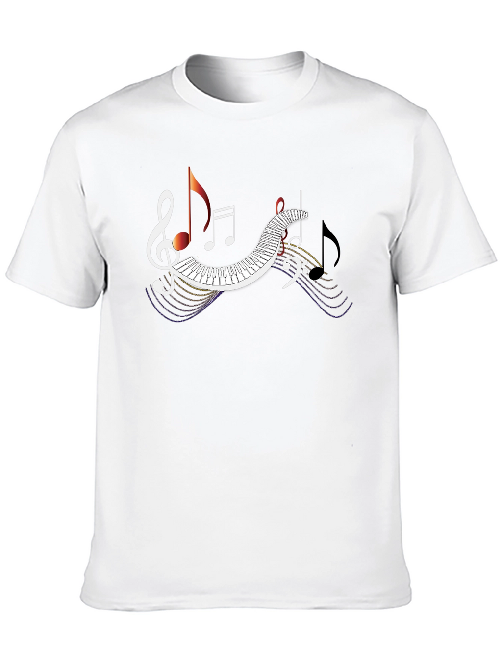 Musical Note Piano Keyboard Graphic Tee - Black