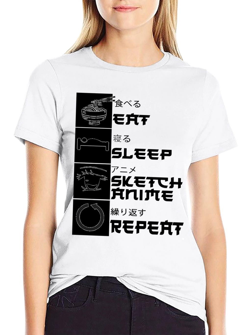 Eat Sleep Anime Repeat Graphic Tee