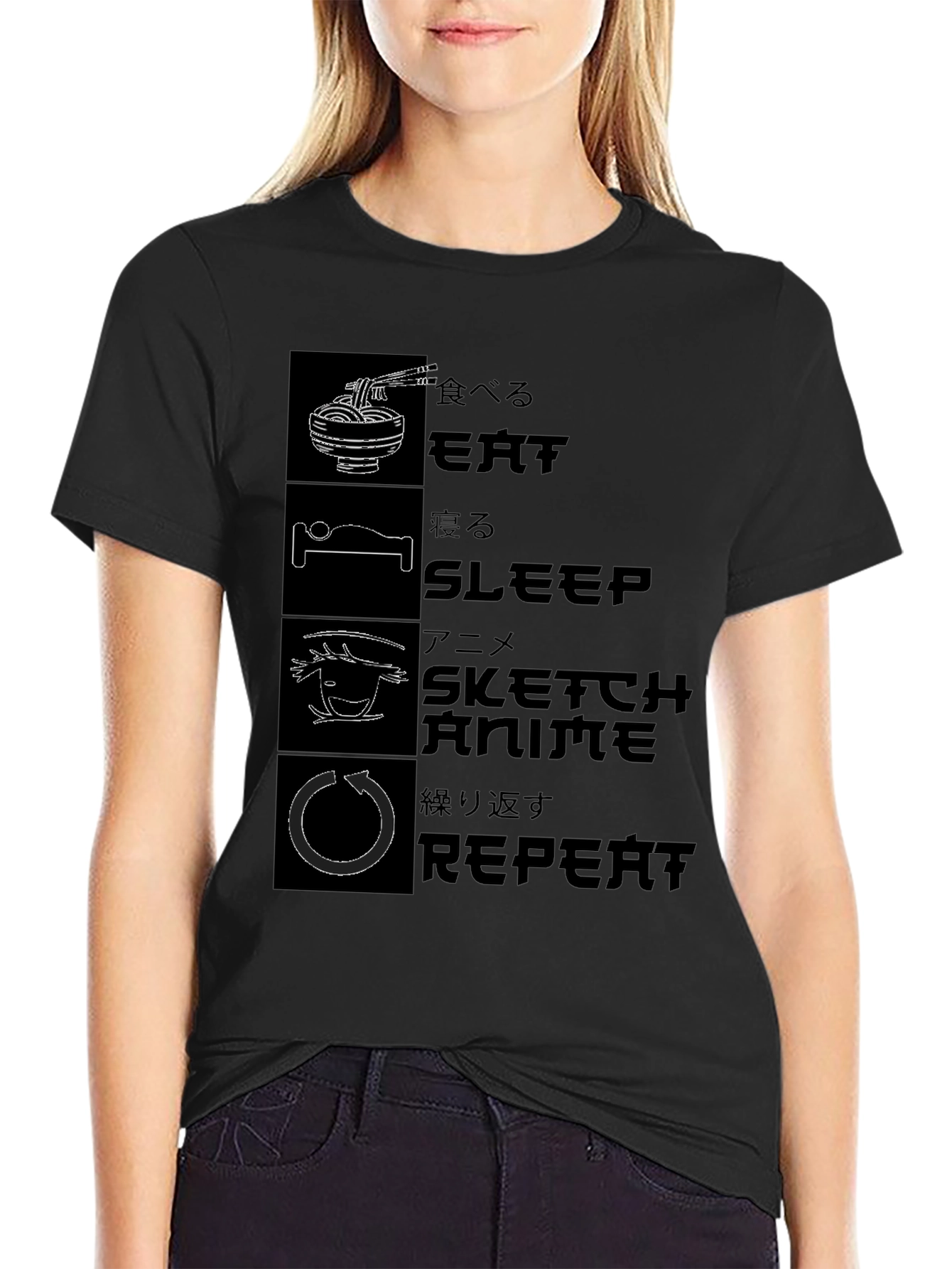 Eat Sleep Anime Repeat Graphic Tee
