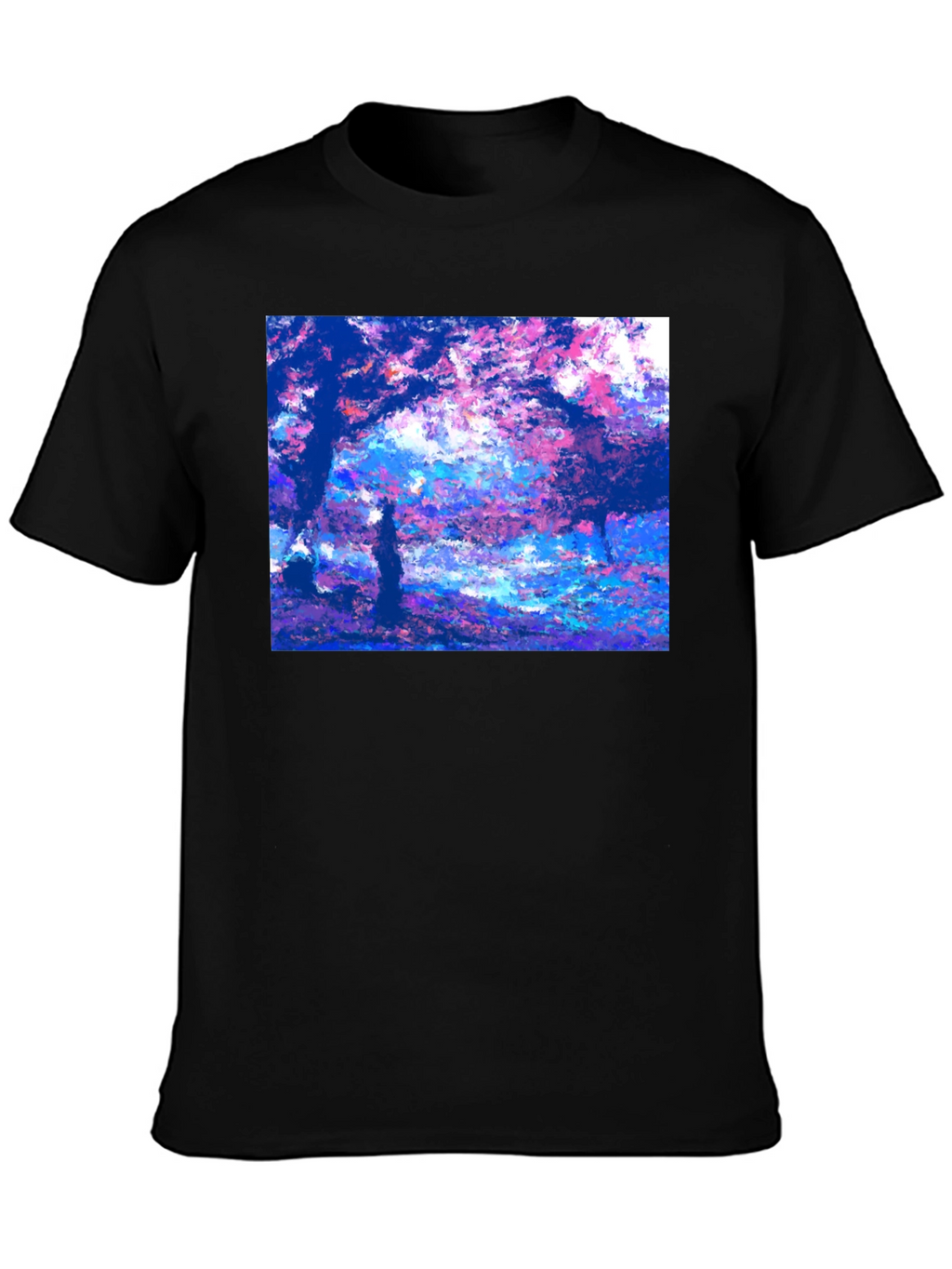 Impressionist Trees Black T-Shirt