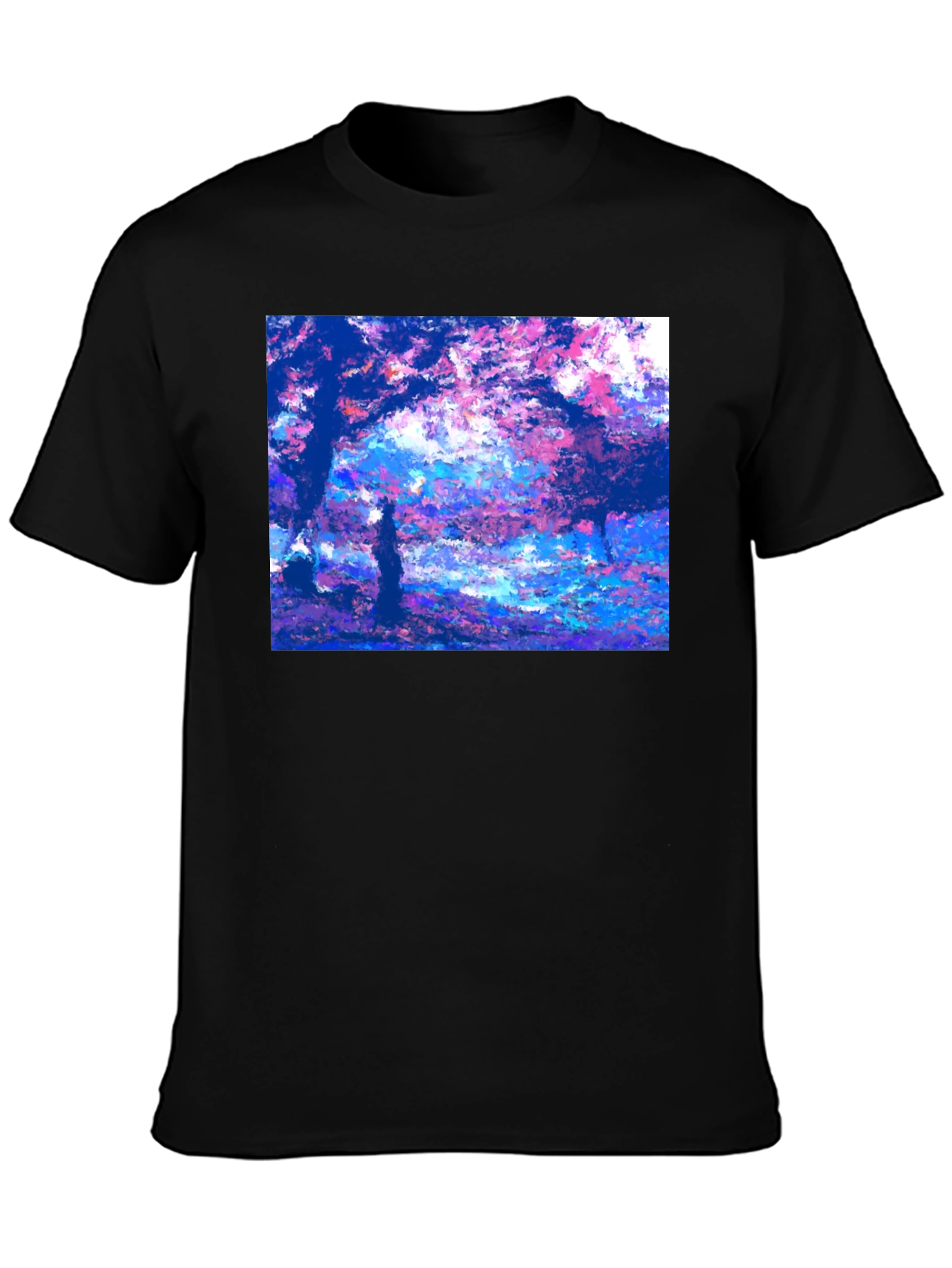Impressionist Trees Black T-Shirt