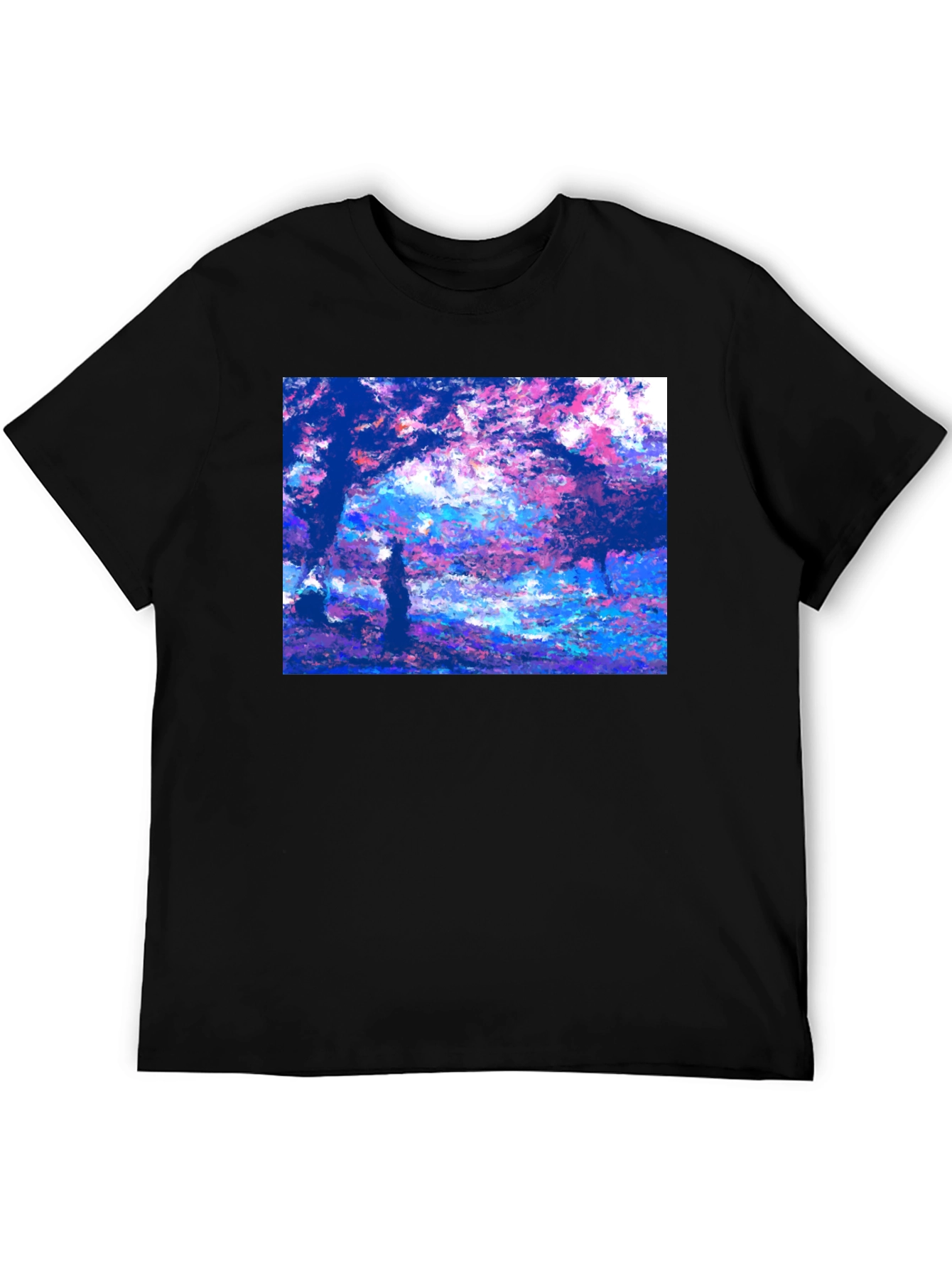 Impressionist Trees Black T-Shirt
