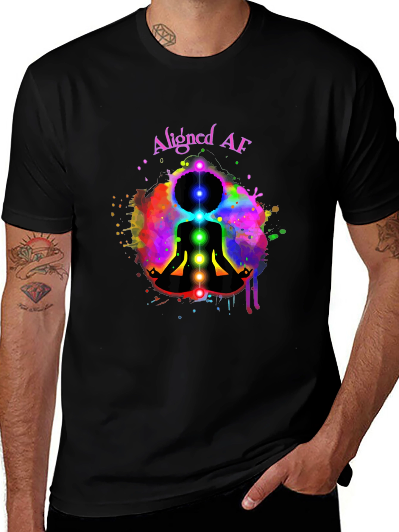 Aligned AF Chakra Meditation T-Shirt - Spiritual Design