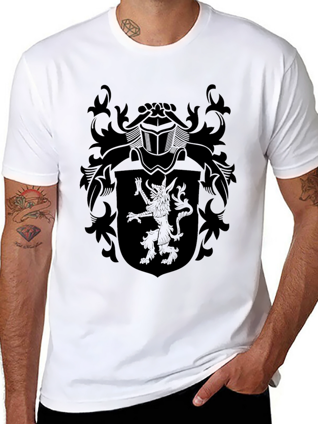 Black Heraldic Lion Crest T-Shirt