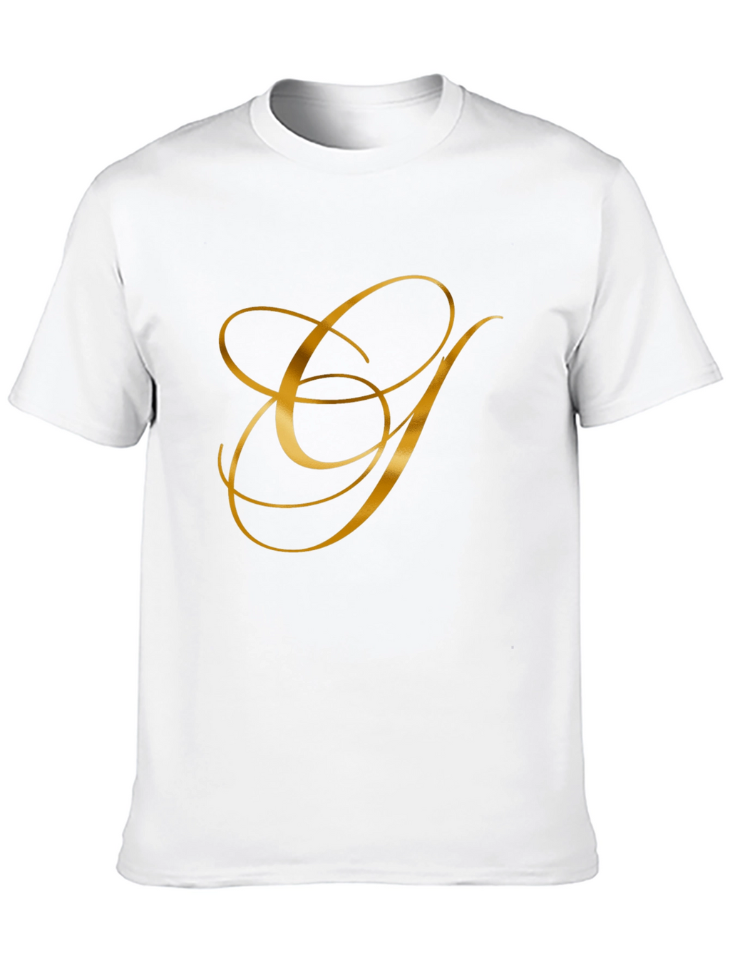 Elegant Gold Letter Graphic Black T-Shirt