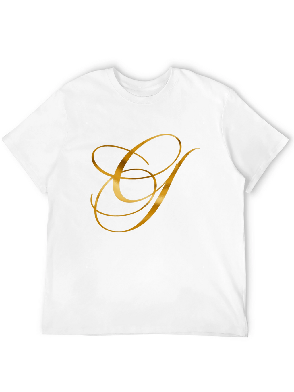 Elegant Gold Letter Graphic Black T-Shirt