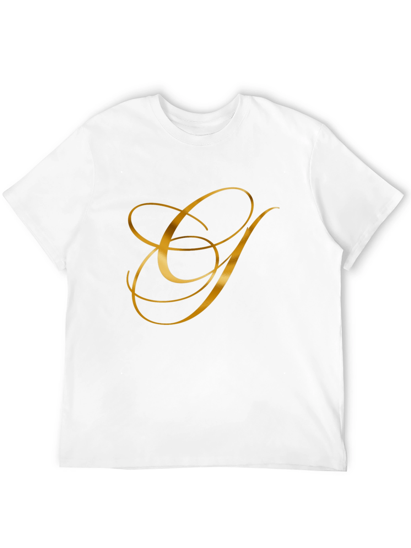 Elegant Gold Letter Graphic Black T-Shirt