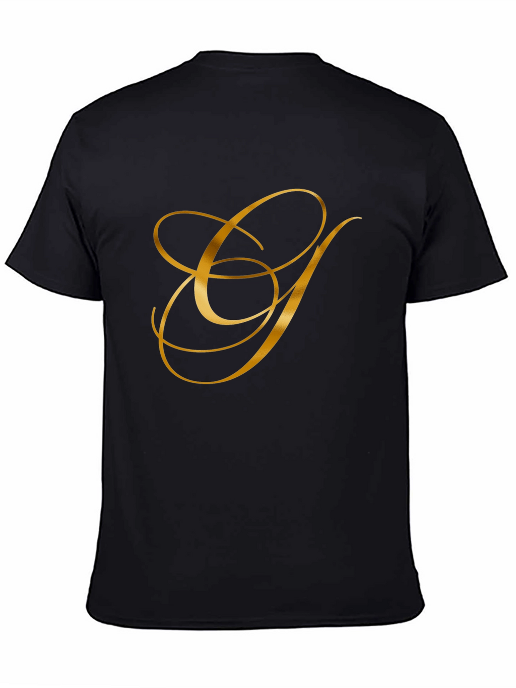 Elegant Gold Letter Graphic Black T-Shirt