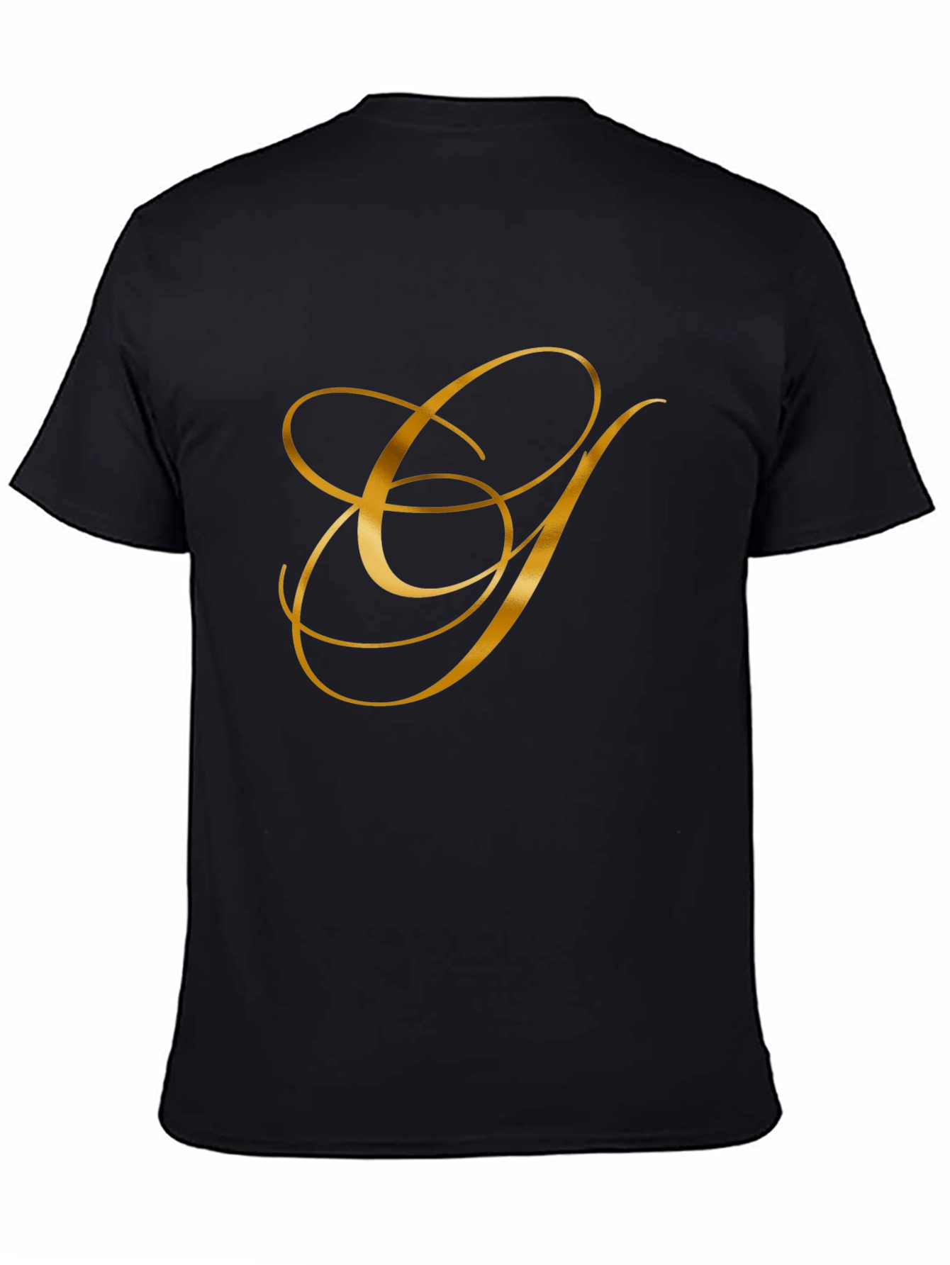 Elegant Gold Letter Graphic Black T-Shirt