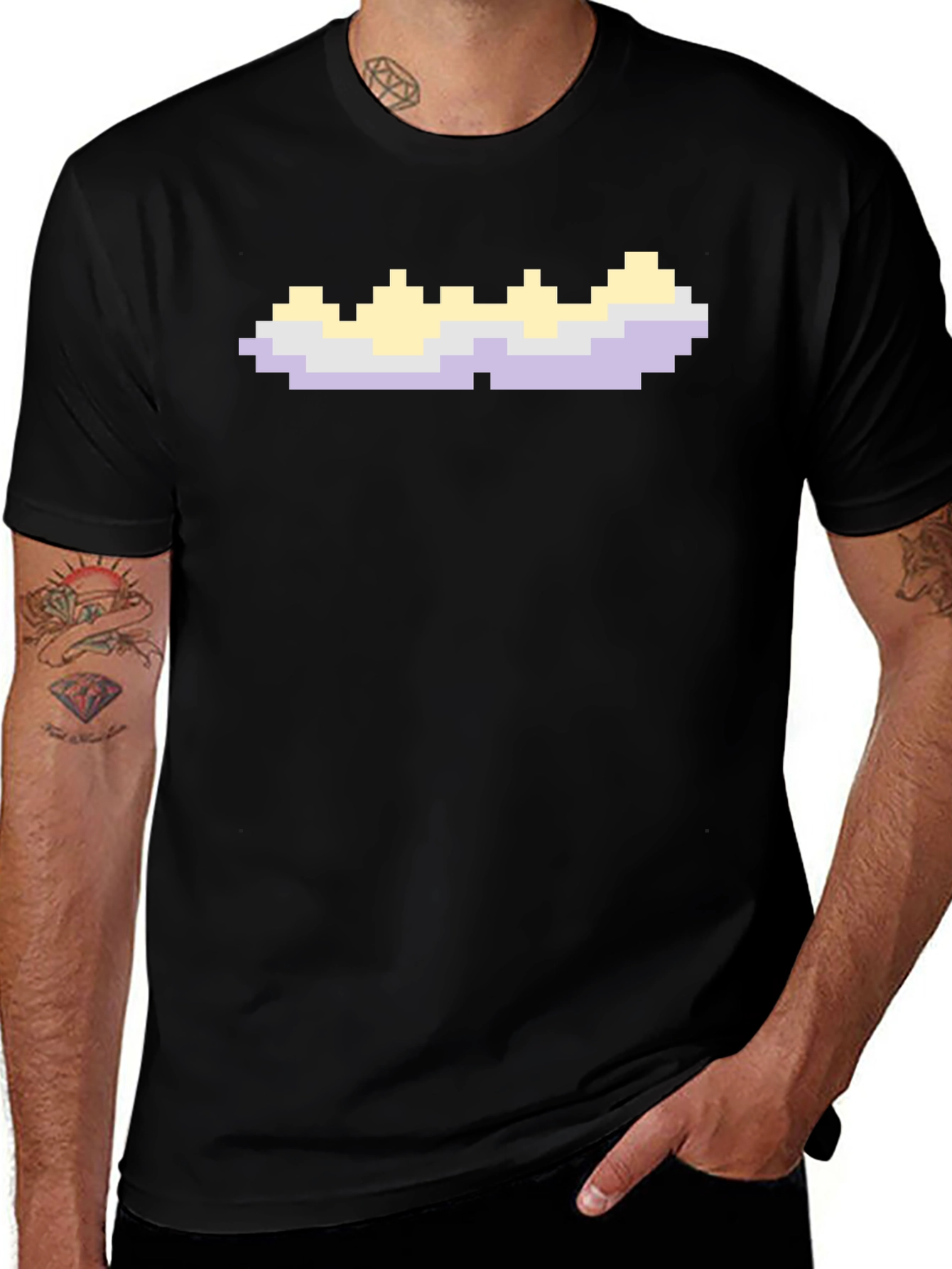 Pixel Cloud Graphic T-Shirt - Retro Gaming Style